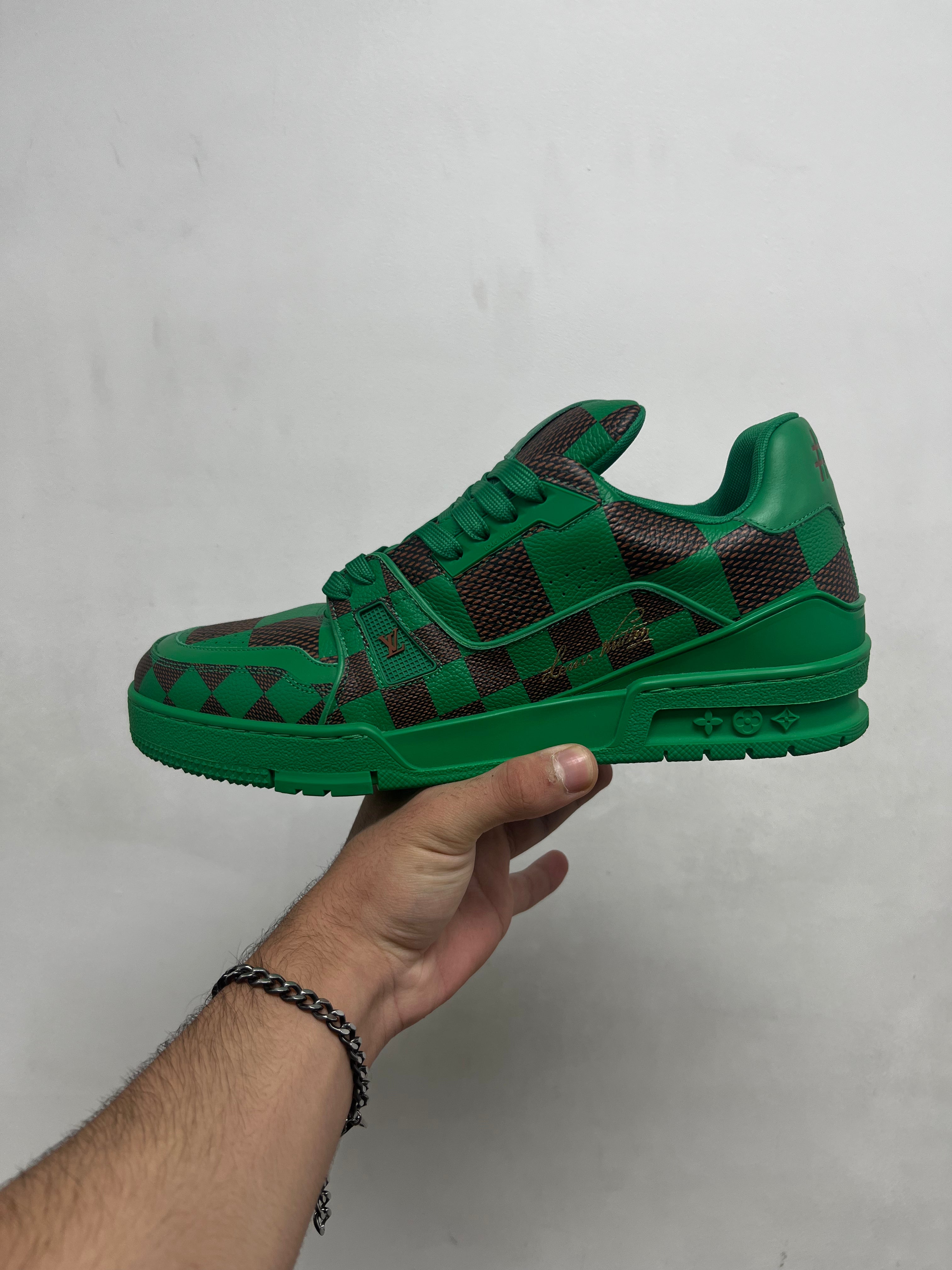 Louis Vuitton Green Brown Damier Trainer Sneakers