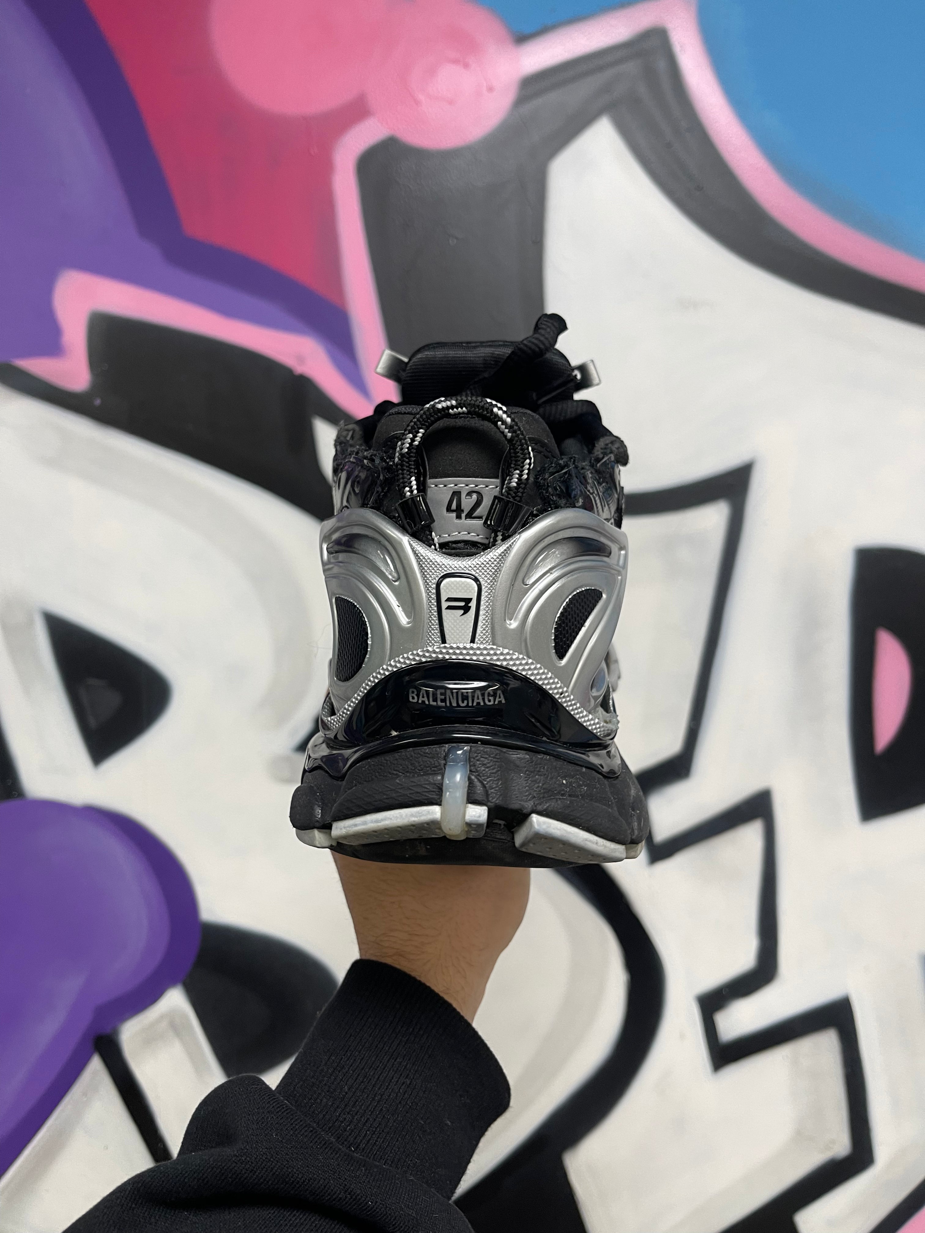 Balenciaga Black Silver Runner Sneakers