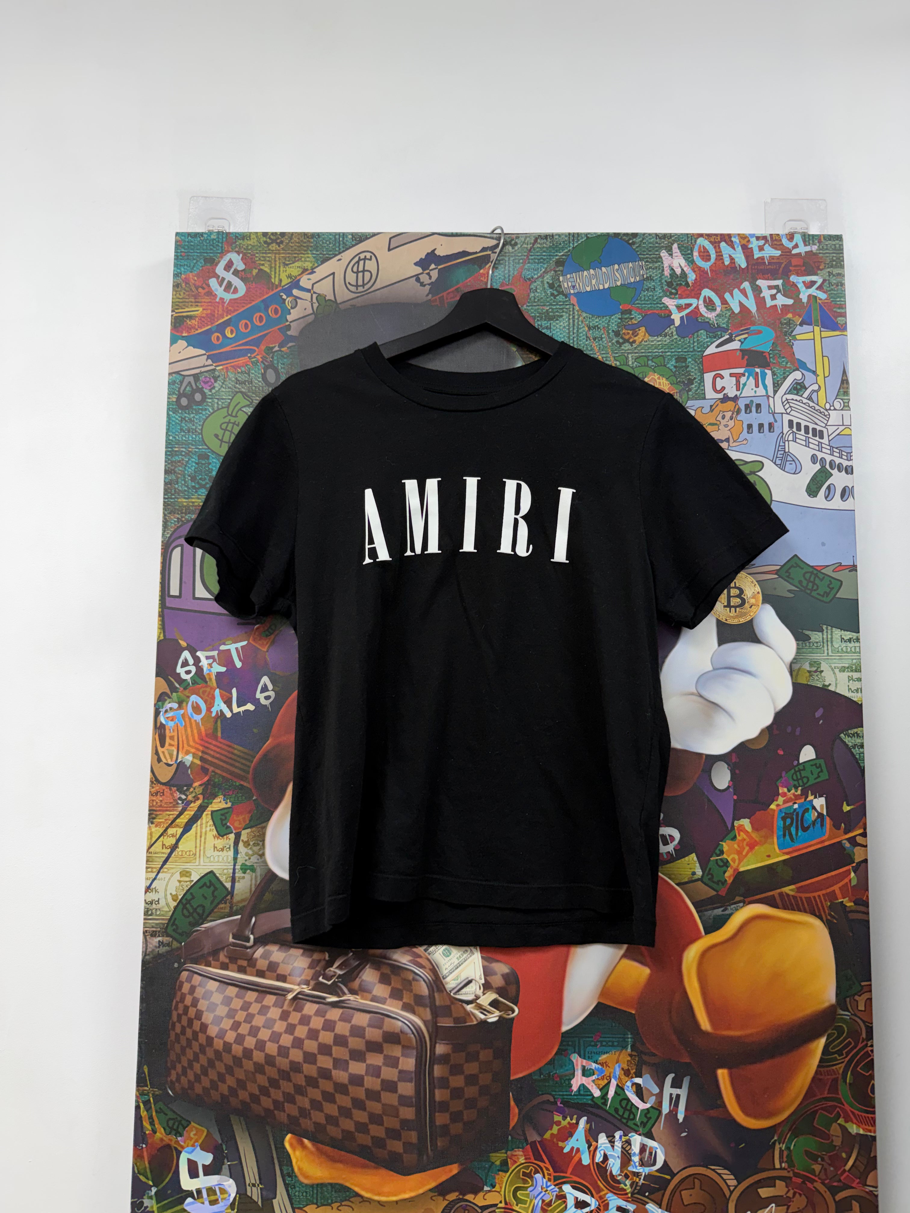 Amiri Black White Cropped Core Logo Tee