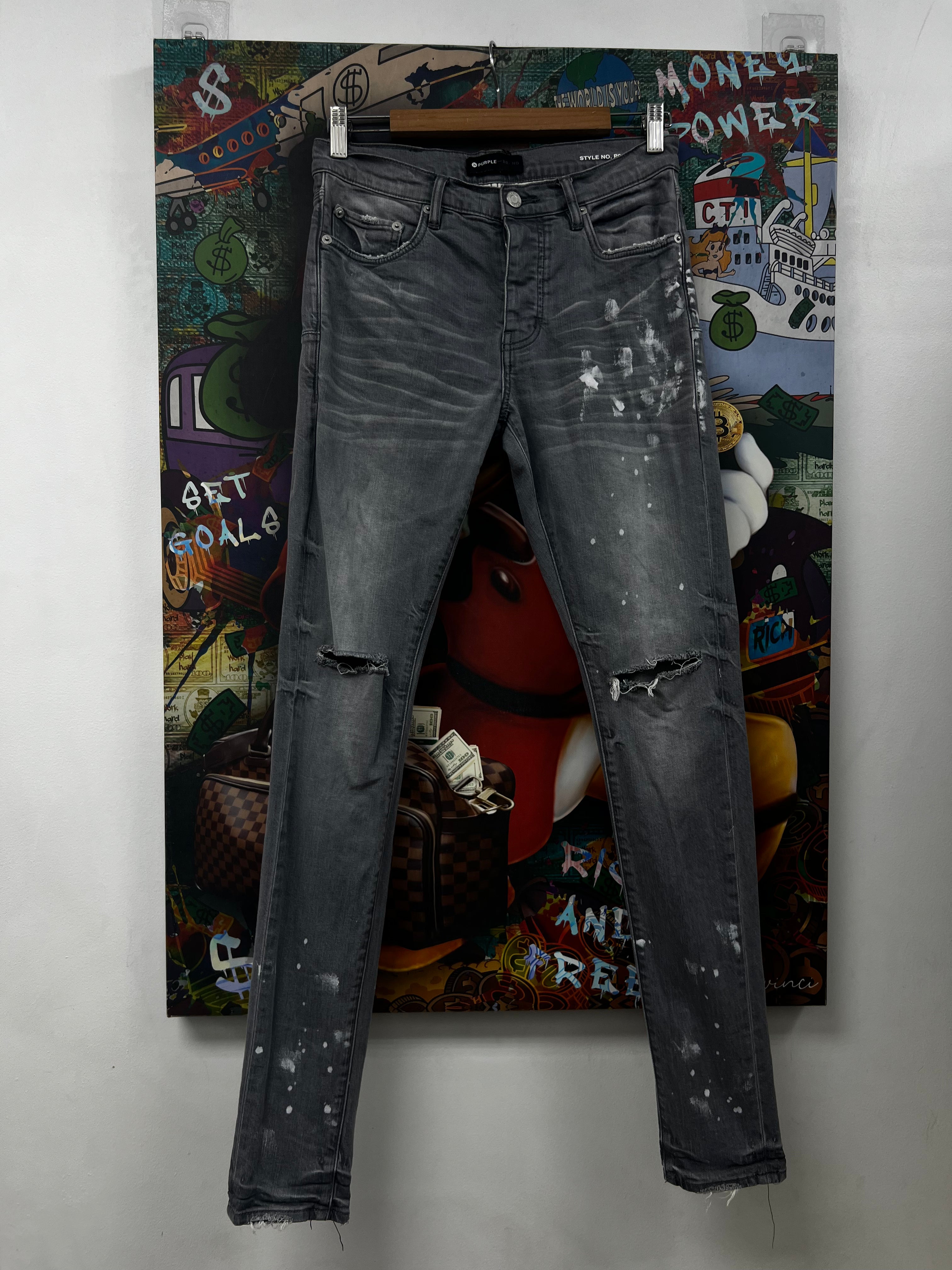Purple Brand Grey Wash White Splatter Jeans