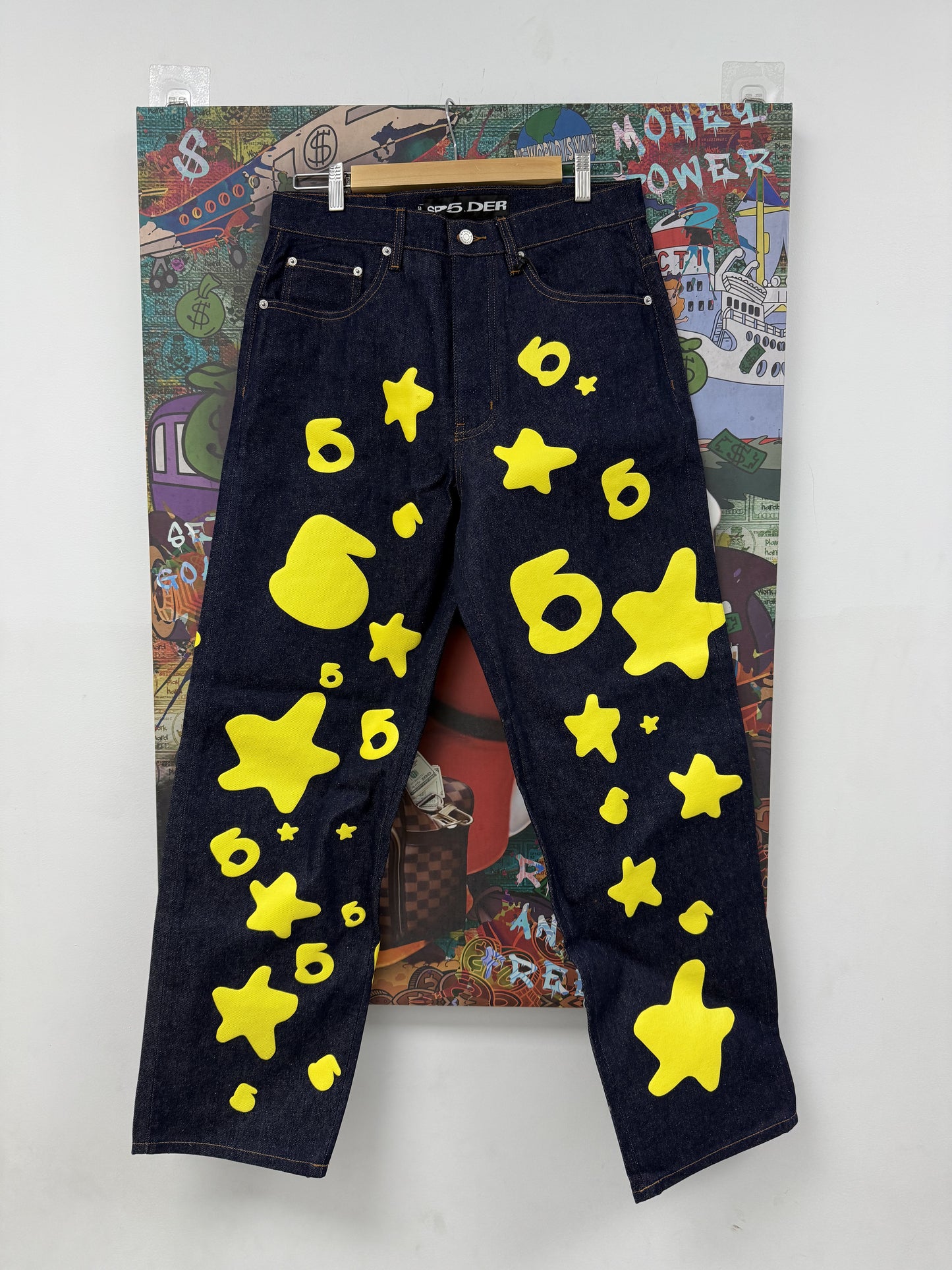 Sp5der Yellow Beluga Indigo Denim New 30 With Tags