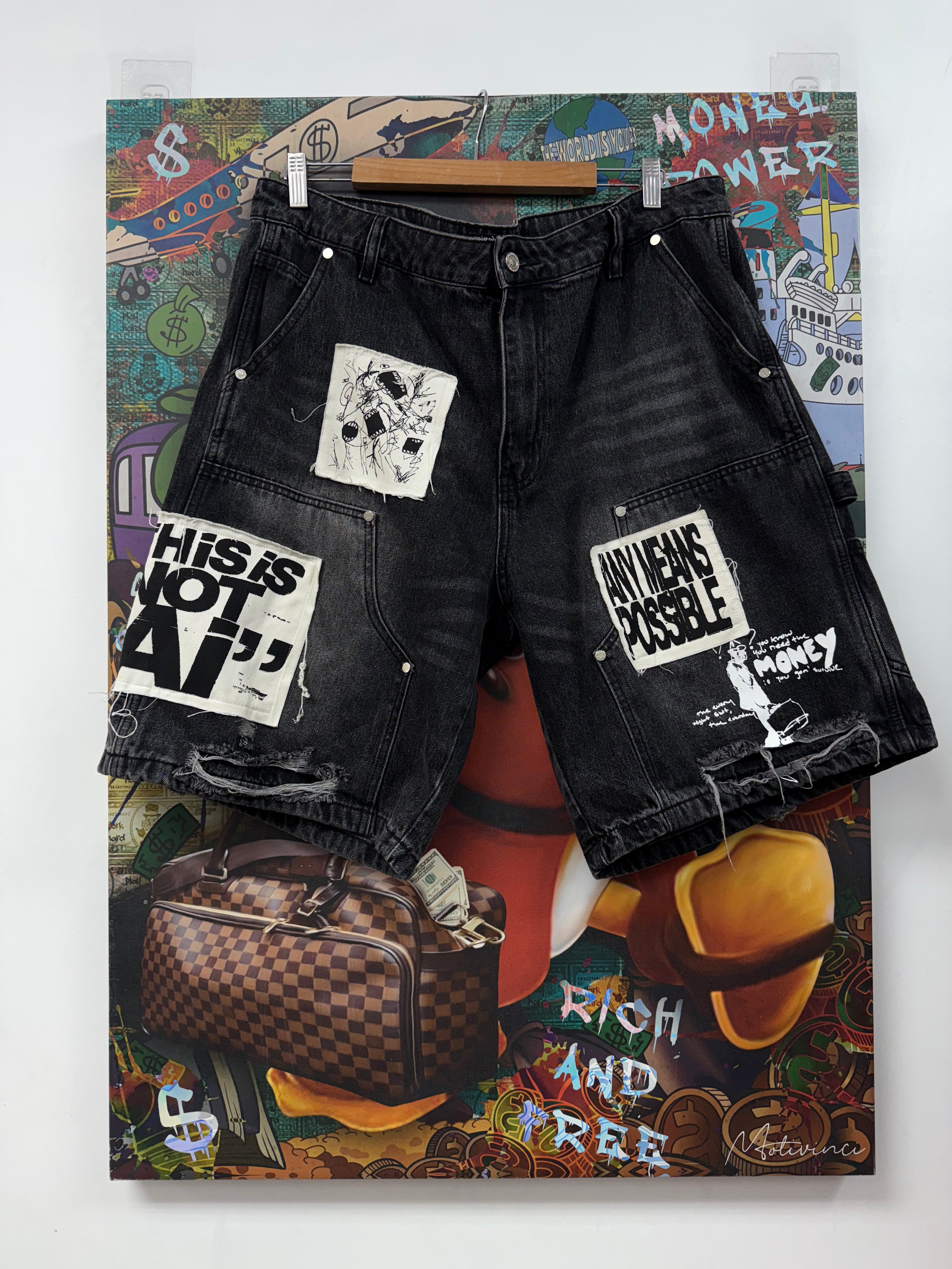 Mixed Emotions Black AI Shorts