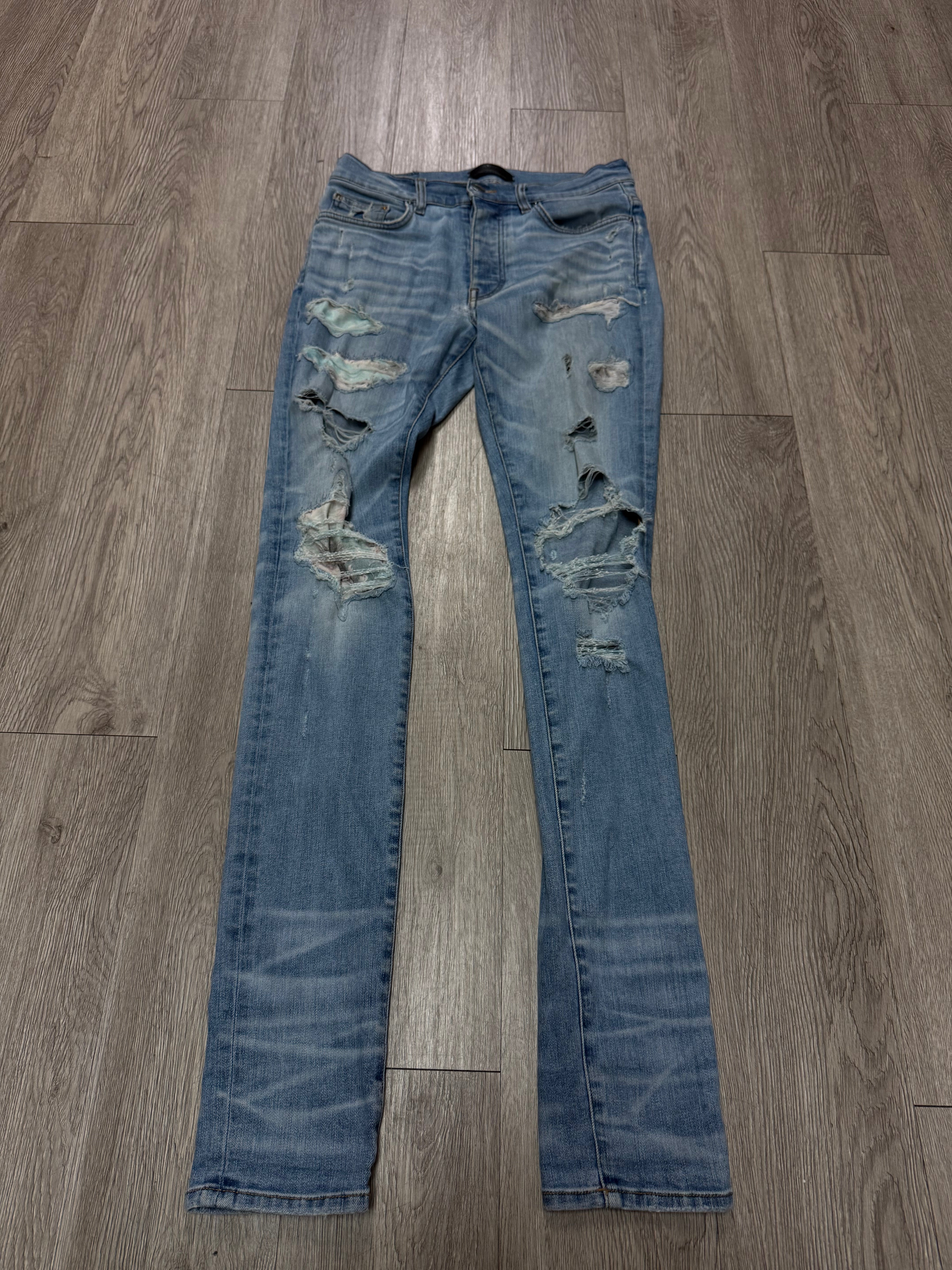 Amiri Light Wash Floral Patchwork (Repaired) Jeans