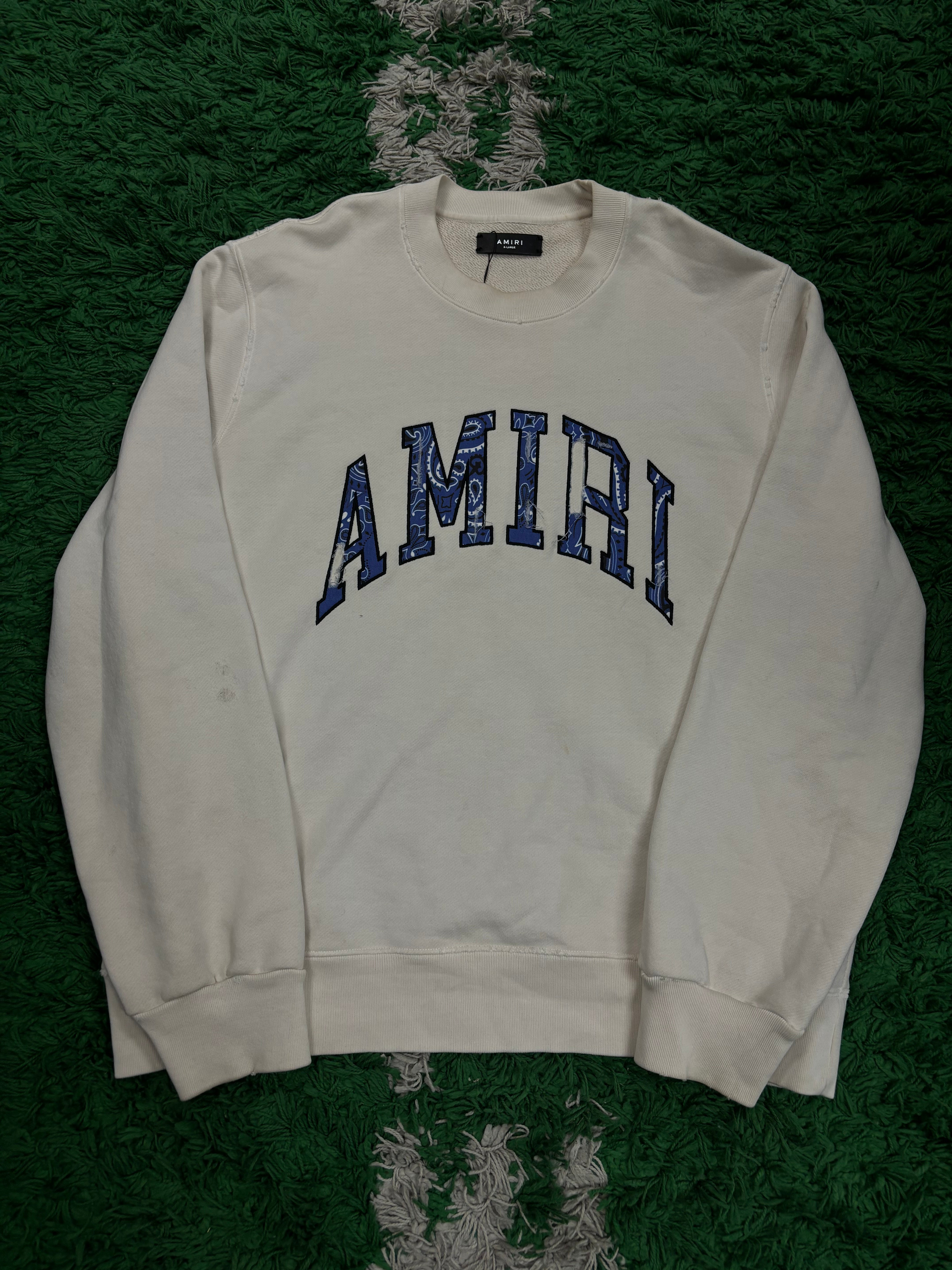 Amiri Crewneck Cream Blue Paisley Used XL