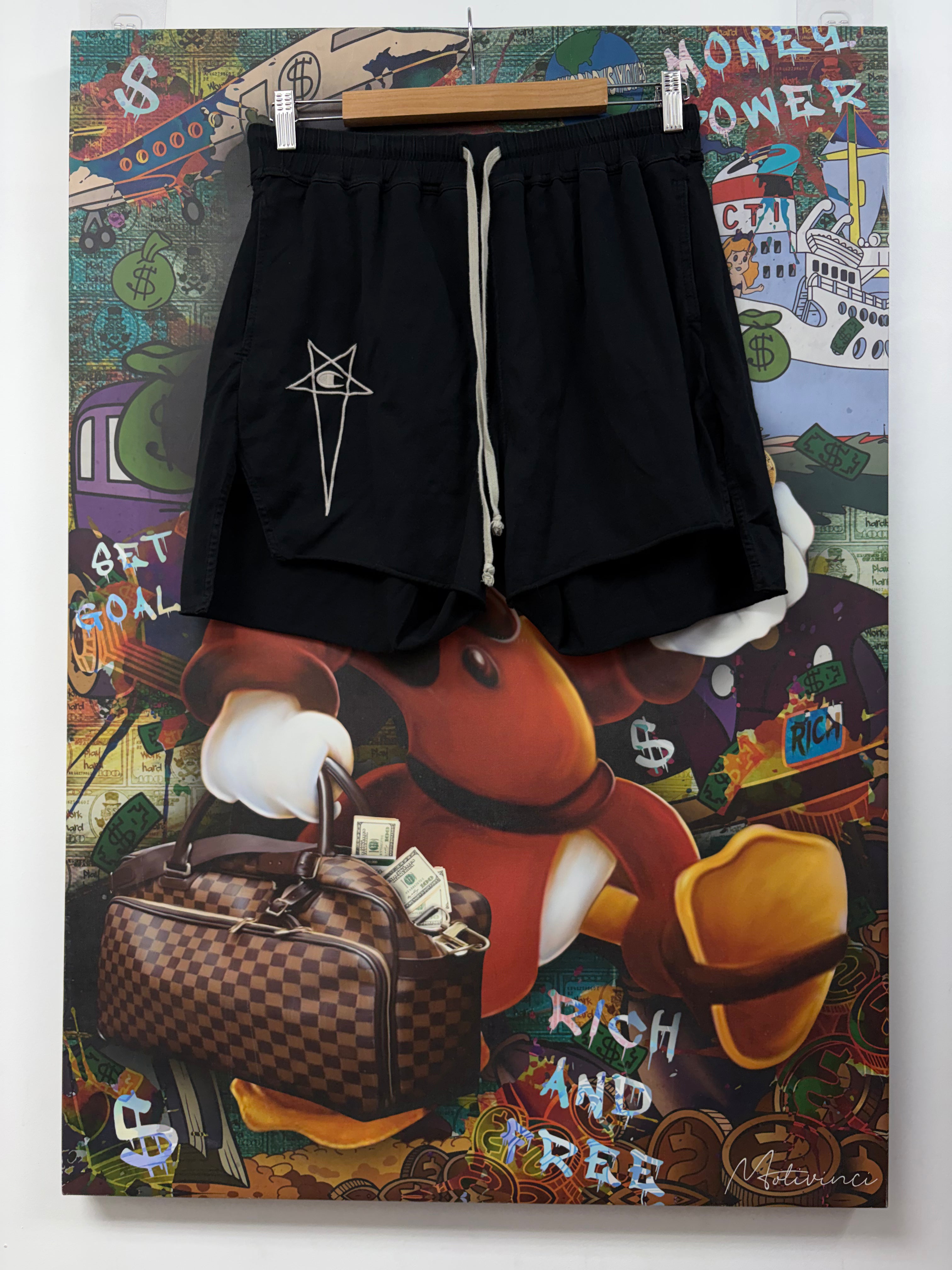 Rick Owens Black Champion Sweat Shorts