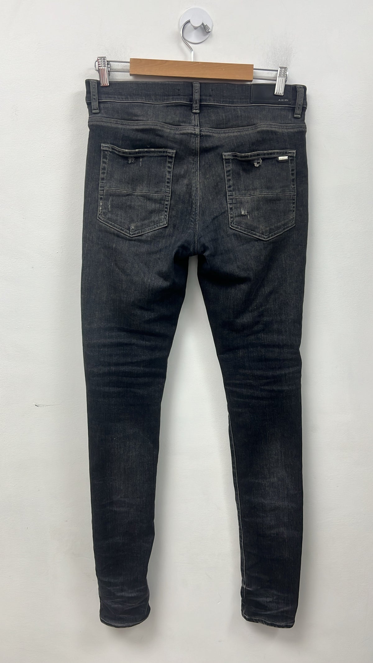 Amiri Grey Black Paisley Thrasher Patch Jeans