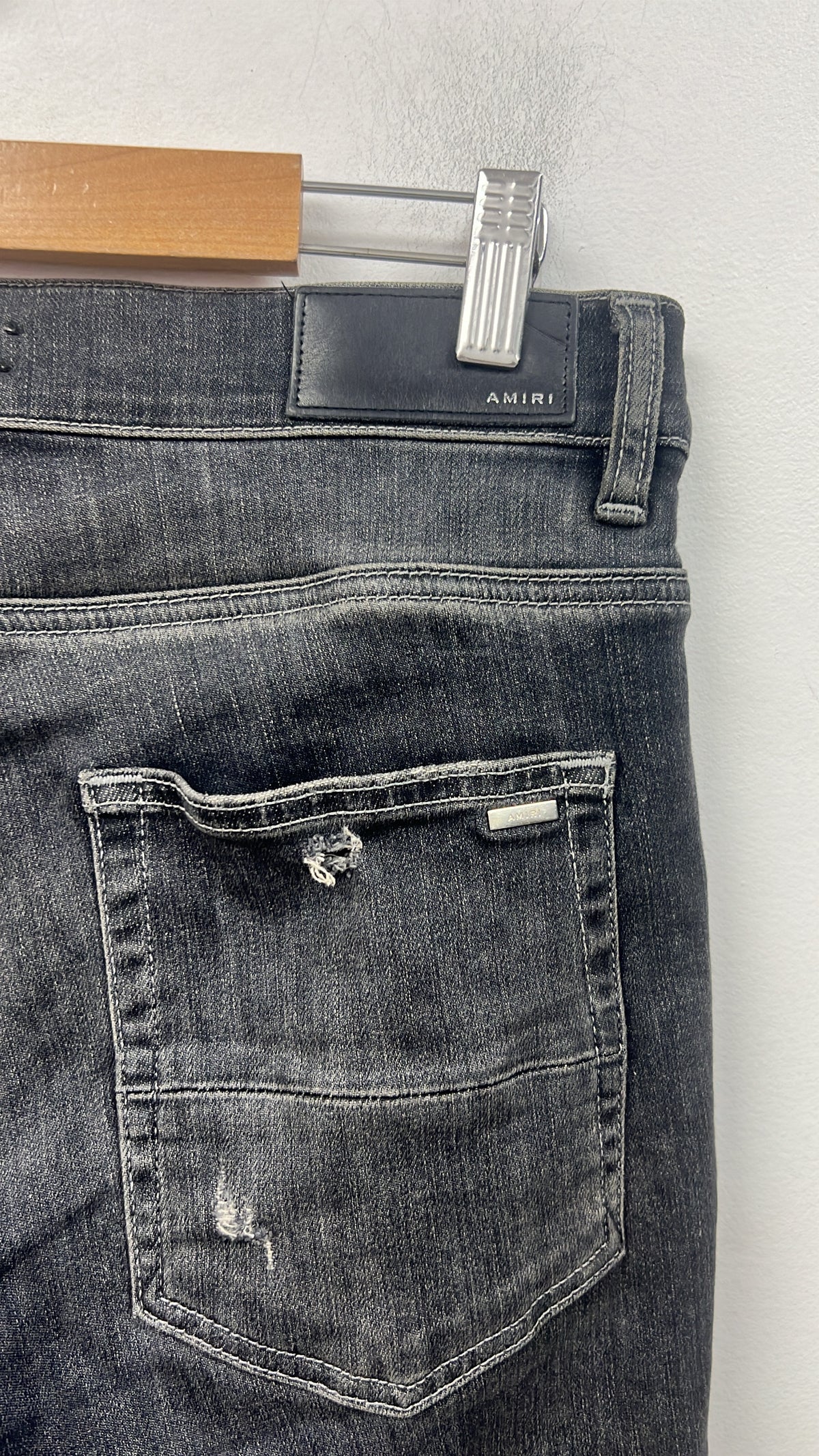 Amiri Grey Black Paisley Thrasher Patch Jeans