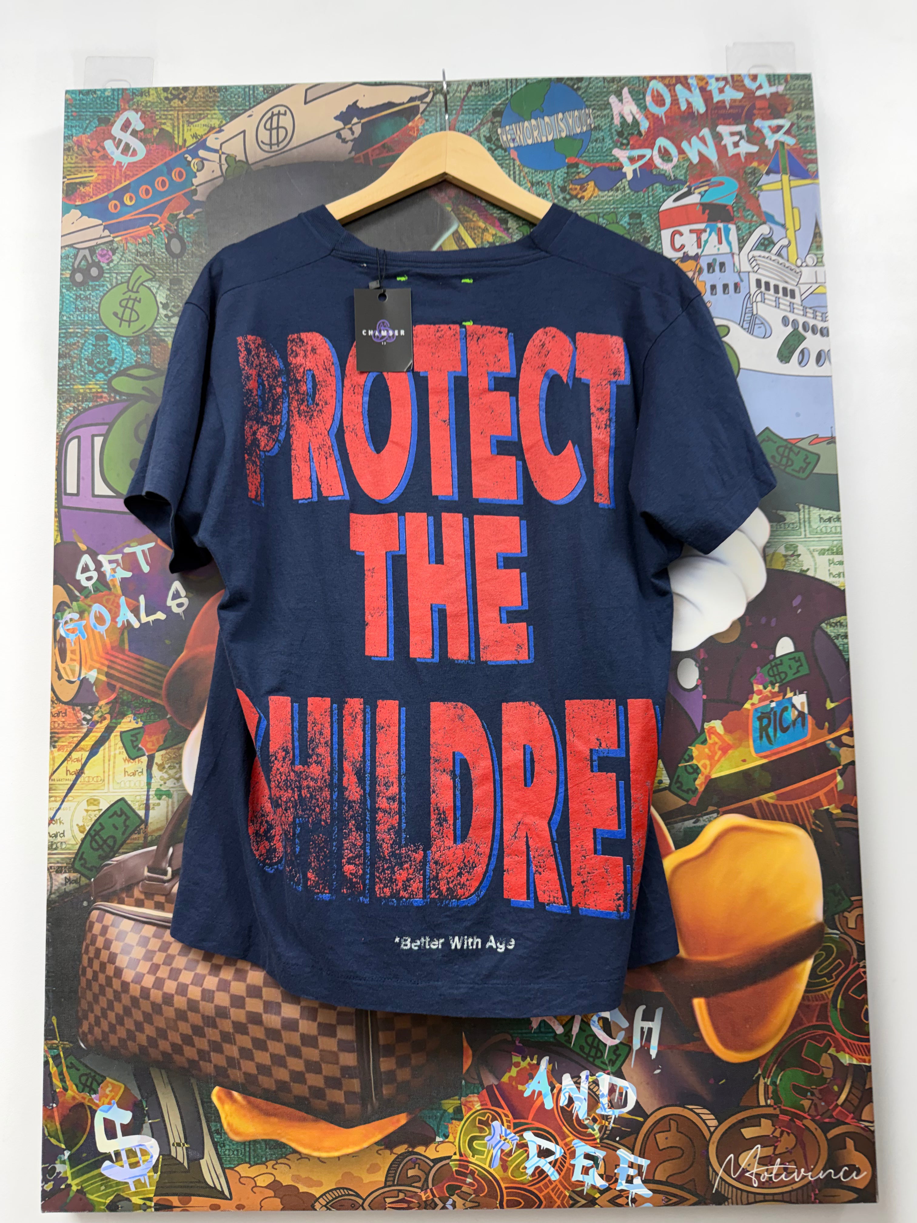 Better With Age Navy Red Protect The Children Tee