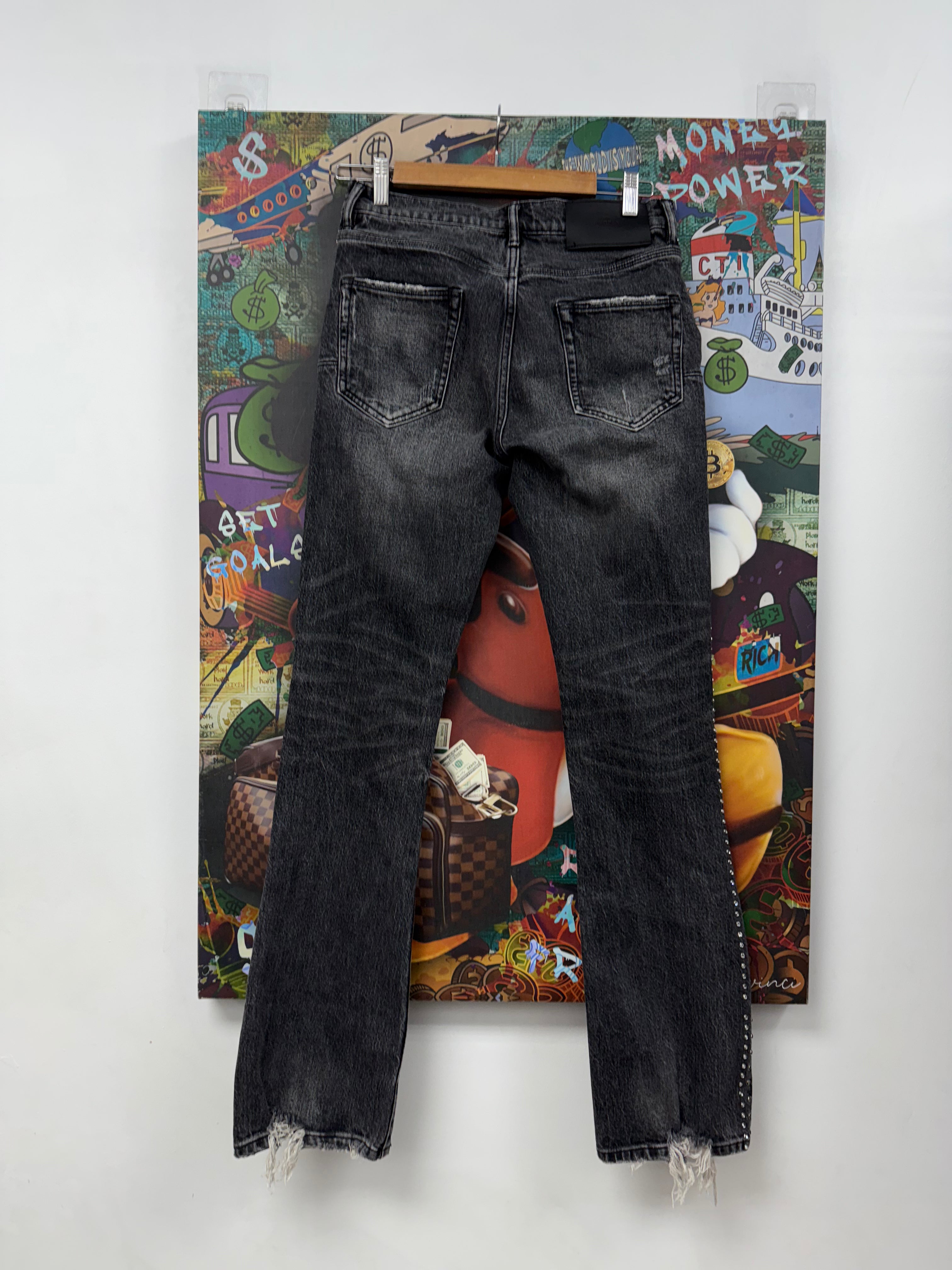 Purple Studded Side Logo Jeans