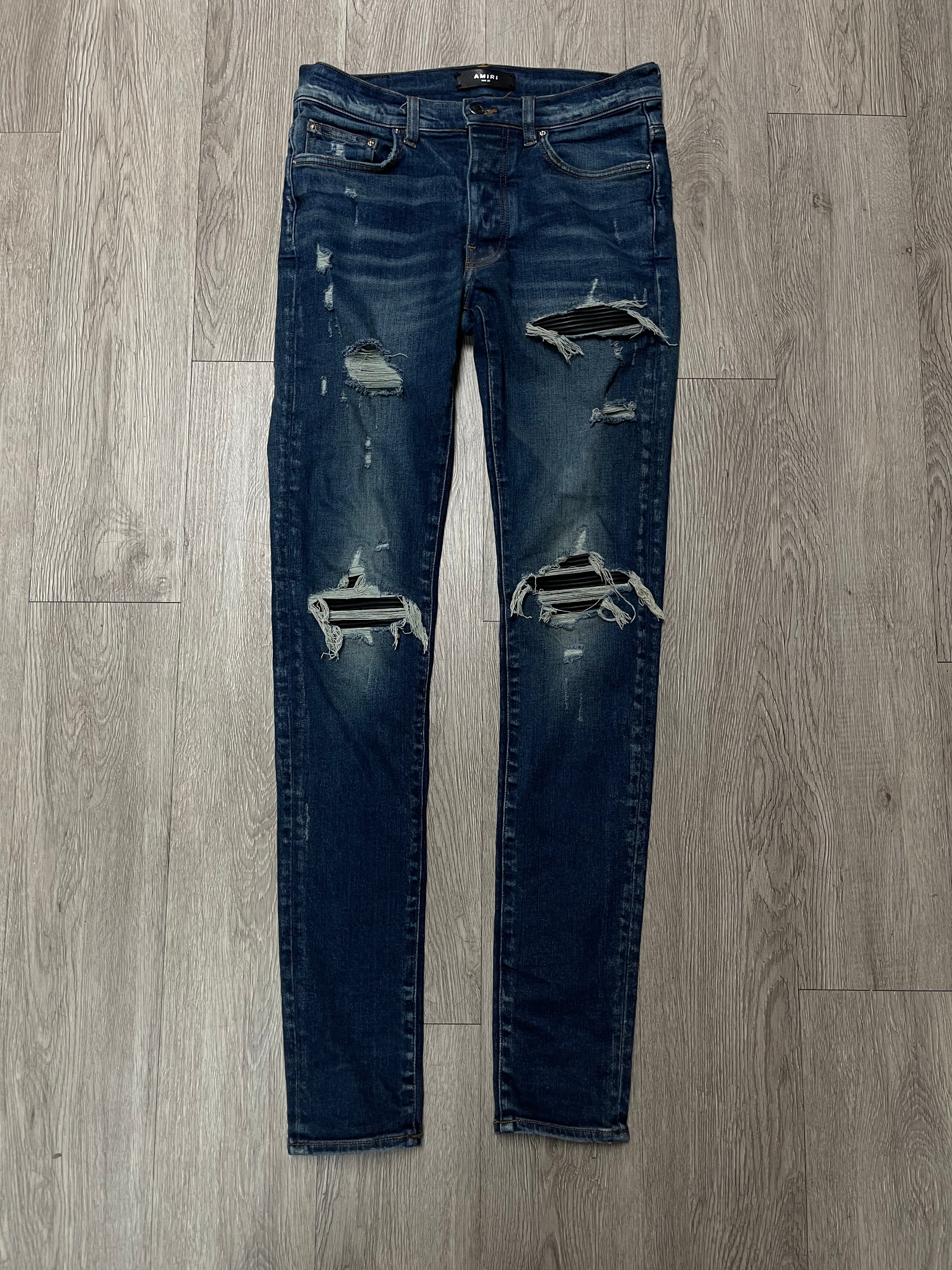 Amiri Dark Wash Black Patch MX1 Jeans