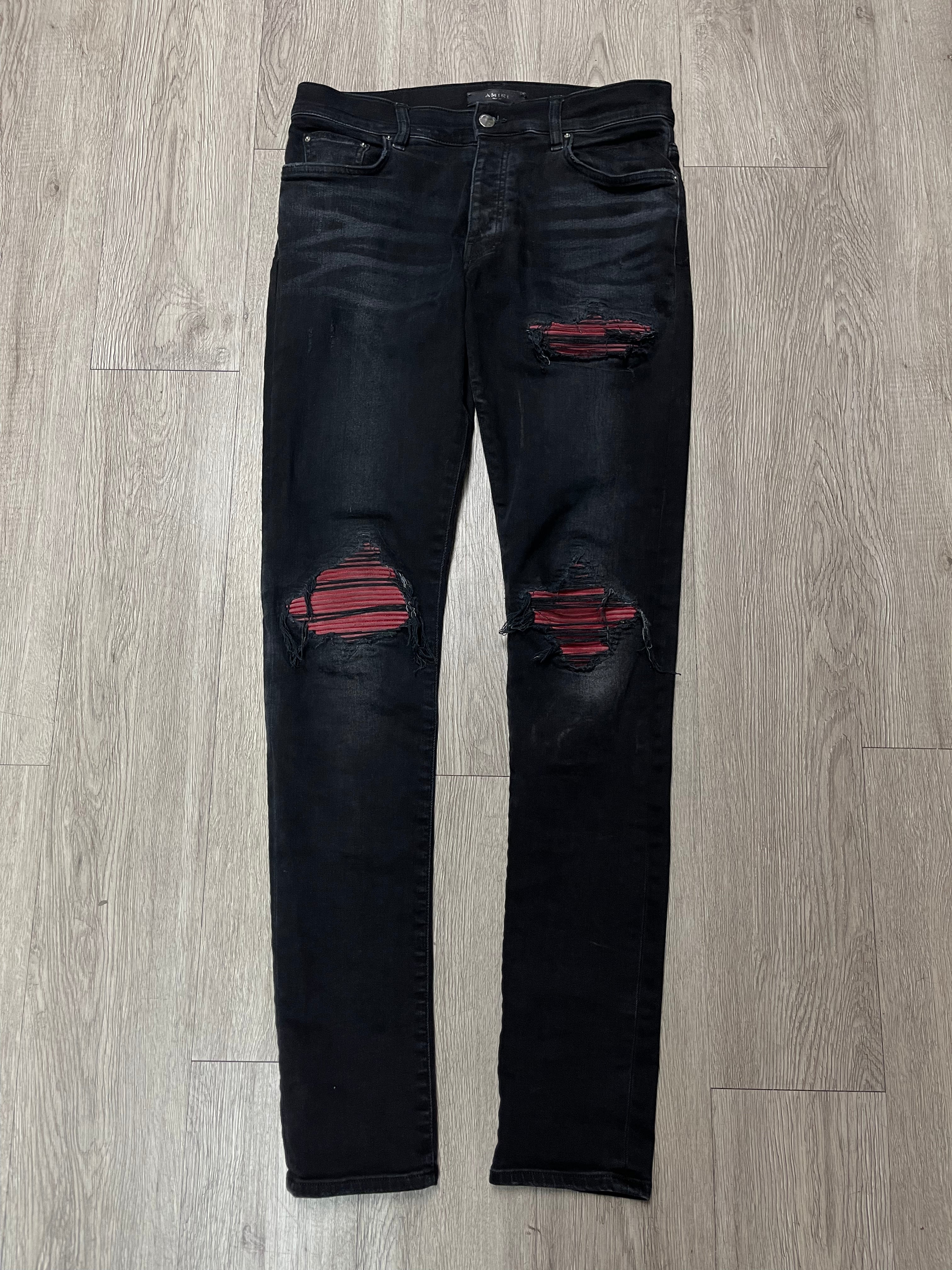 Amiri Black Wash Red Patch MX1 Jeans