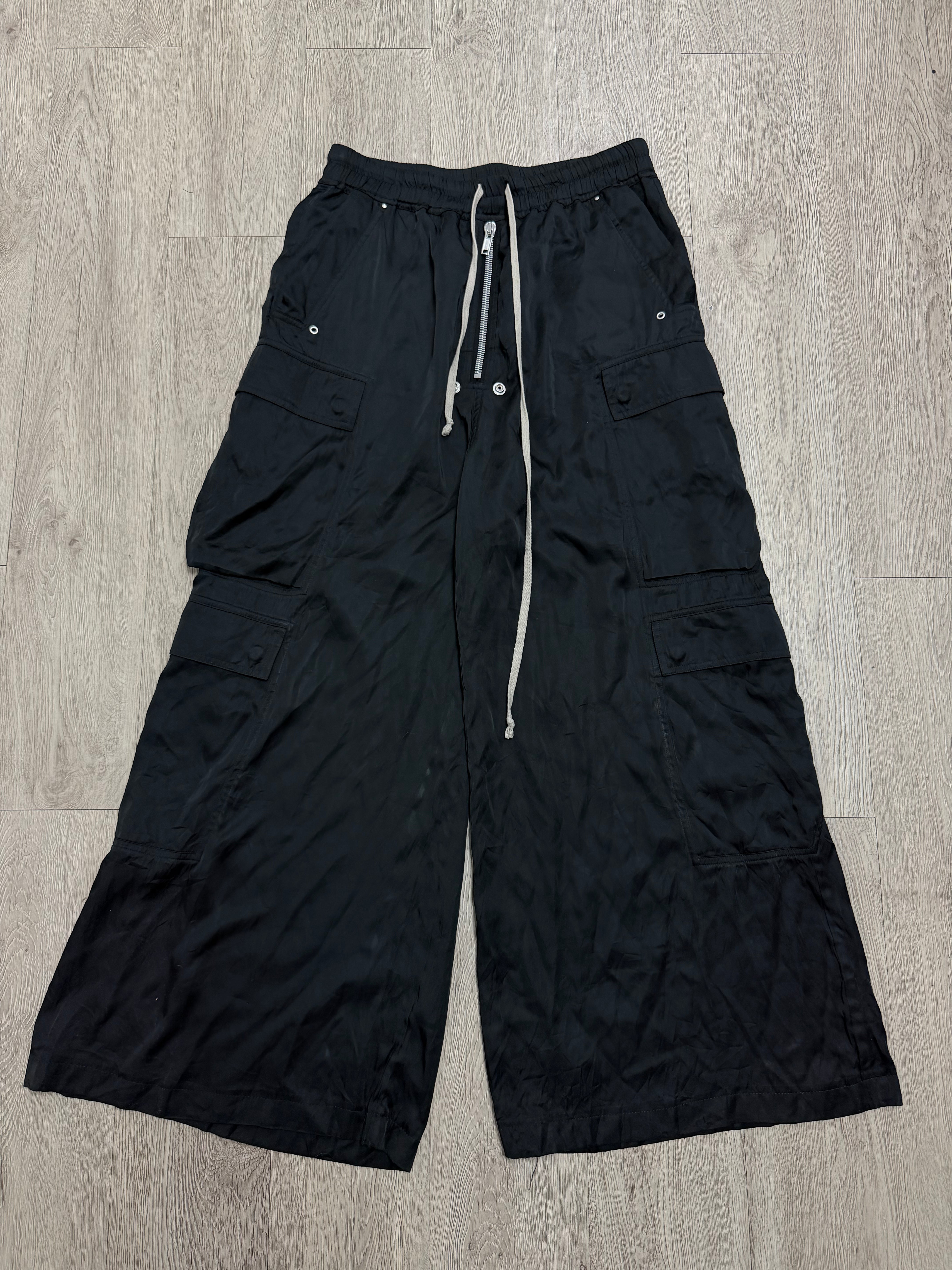 Rick Owens Black Silk Cargobella (52) Cargo Pants