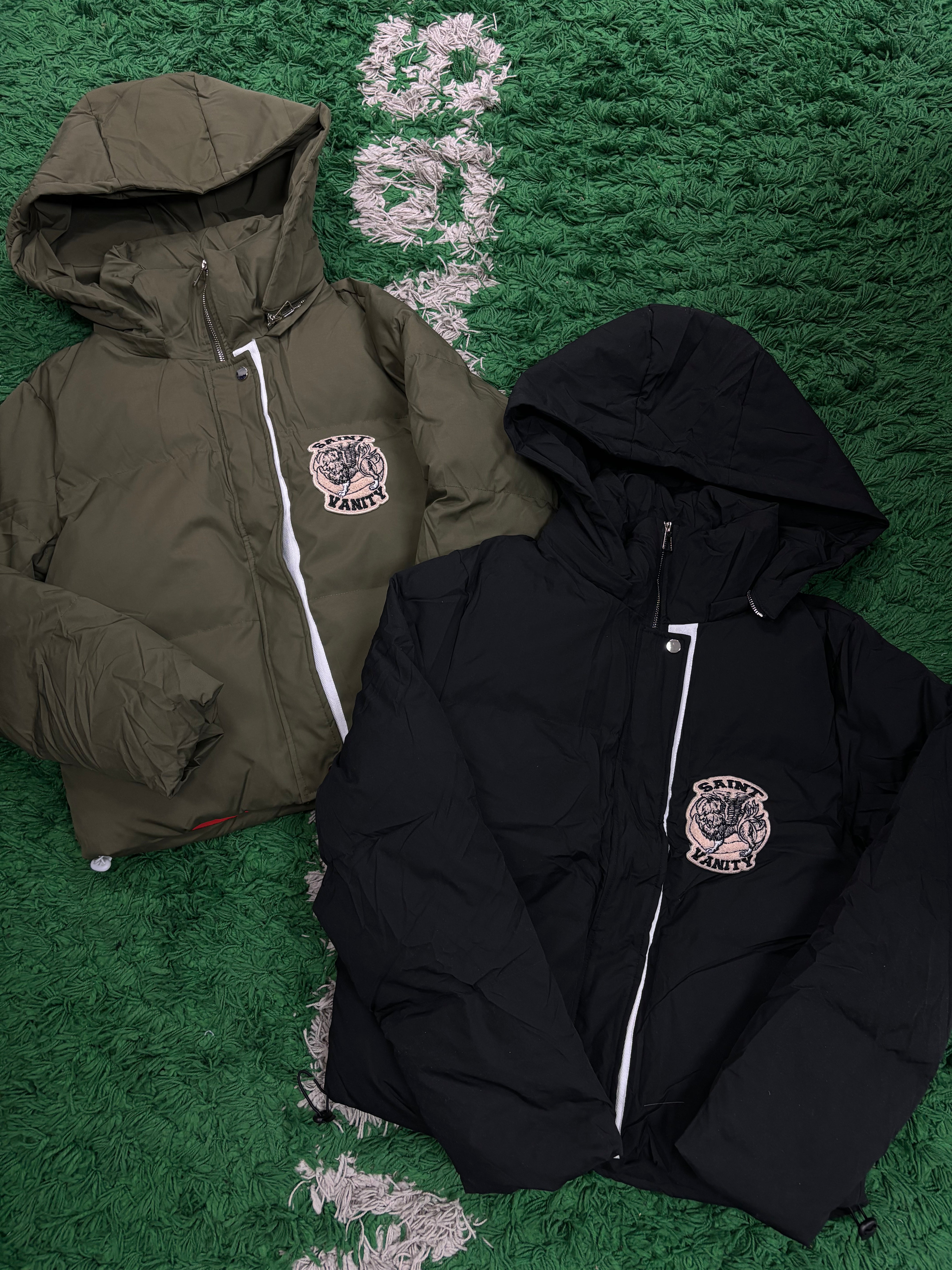 Saint Vanity Puffer Jacket (Black & Green) New