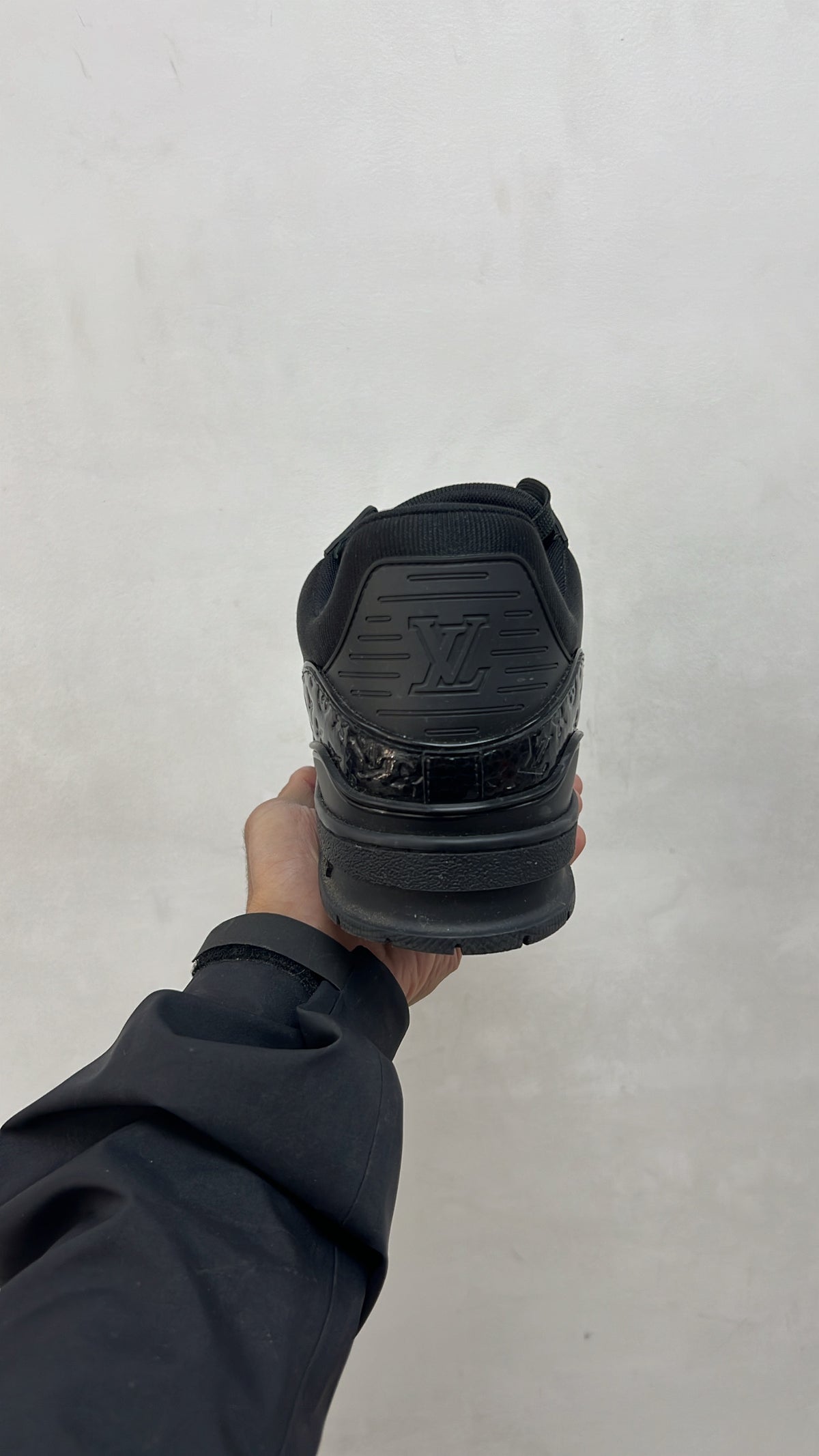 Louis Vuitton Black Patent Leather Embossed Monogram Sneakers