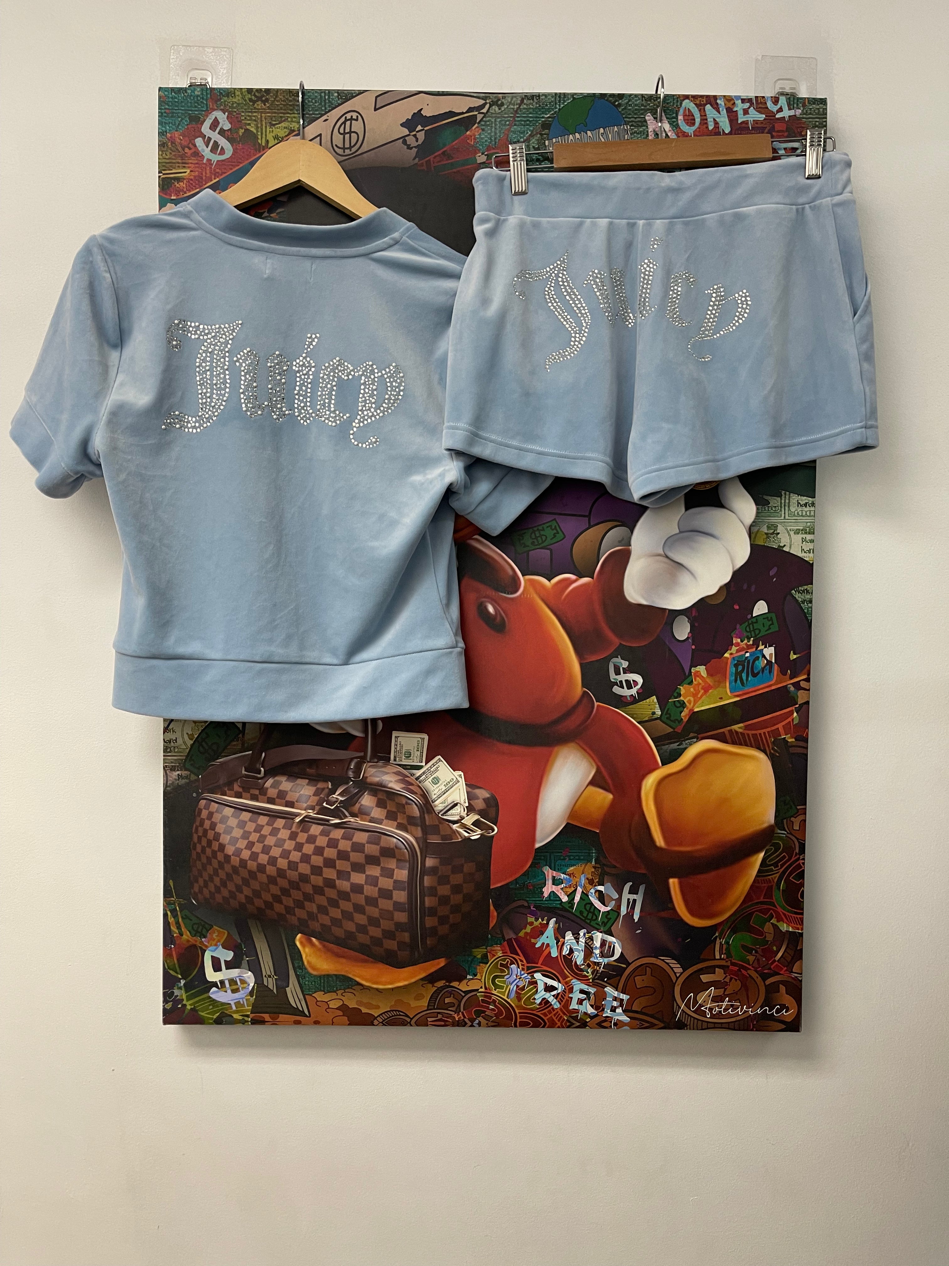 Juicy Couture Baby Blue Velour Studded Set