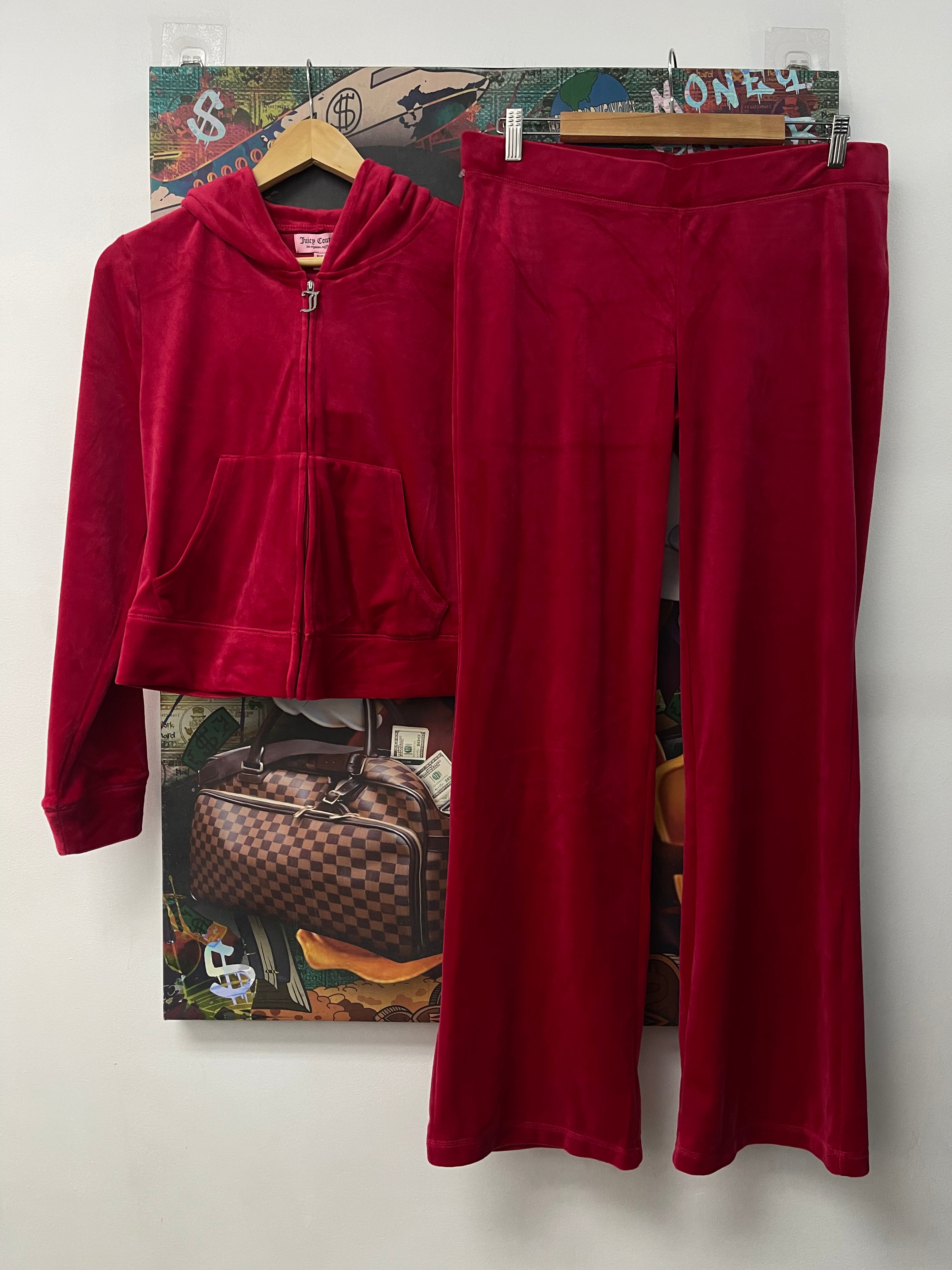 Juicy Couture Coco Red Studded Velour Set