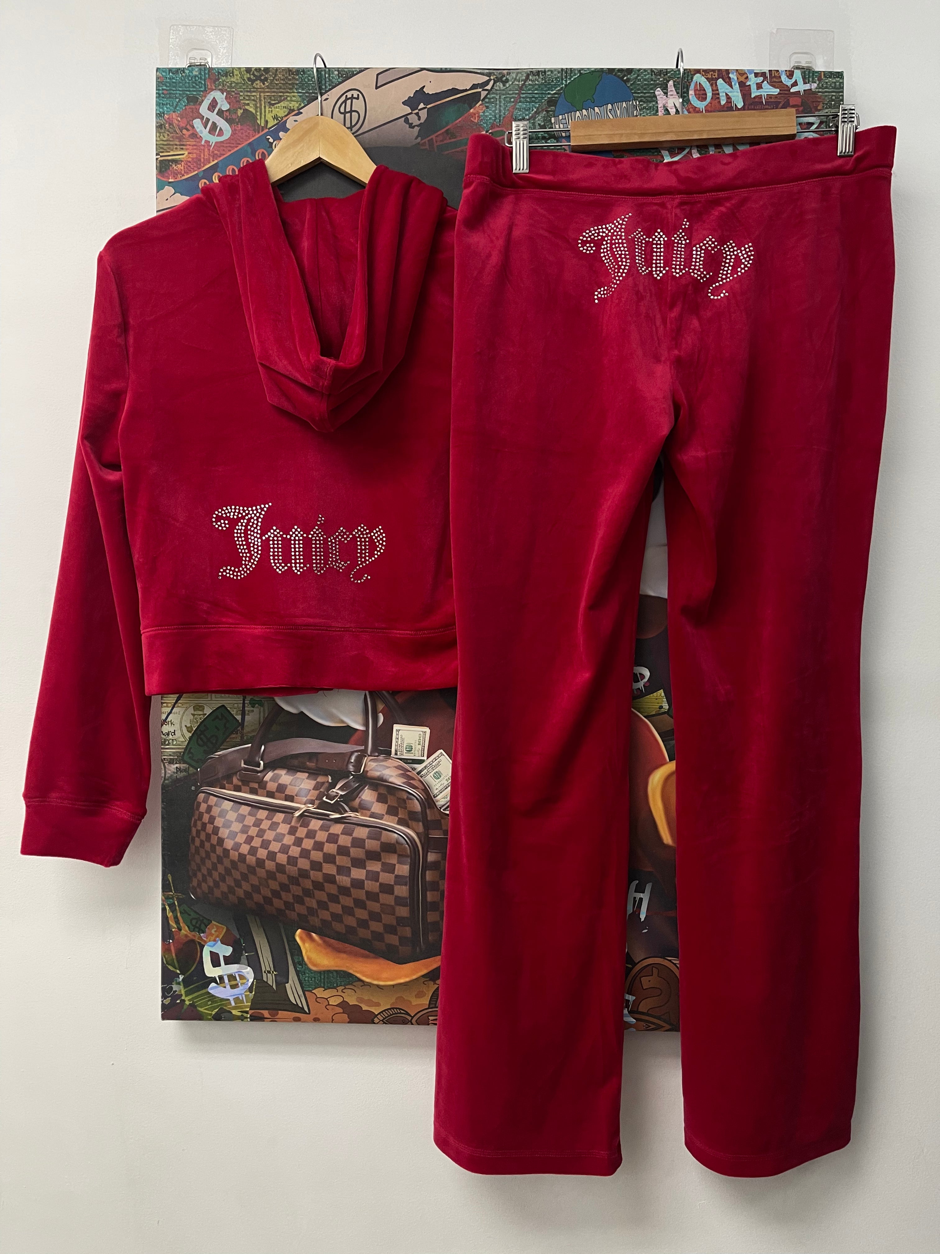 Juicy Couture Coco Red Studded Velour Set