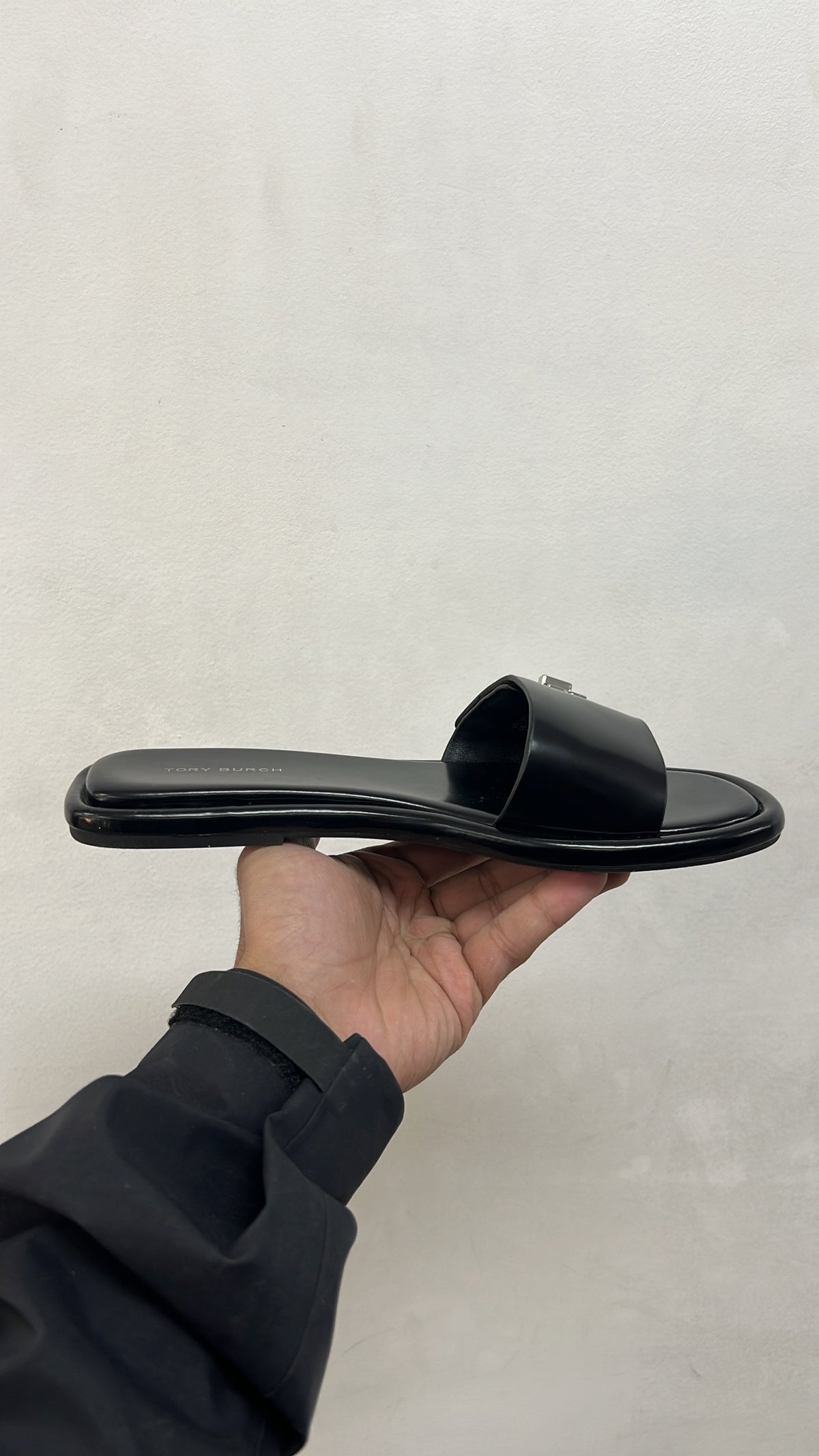 Tory Burch Black T Lock Slides