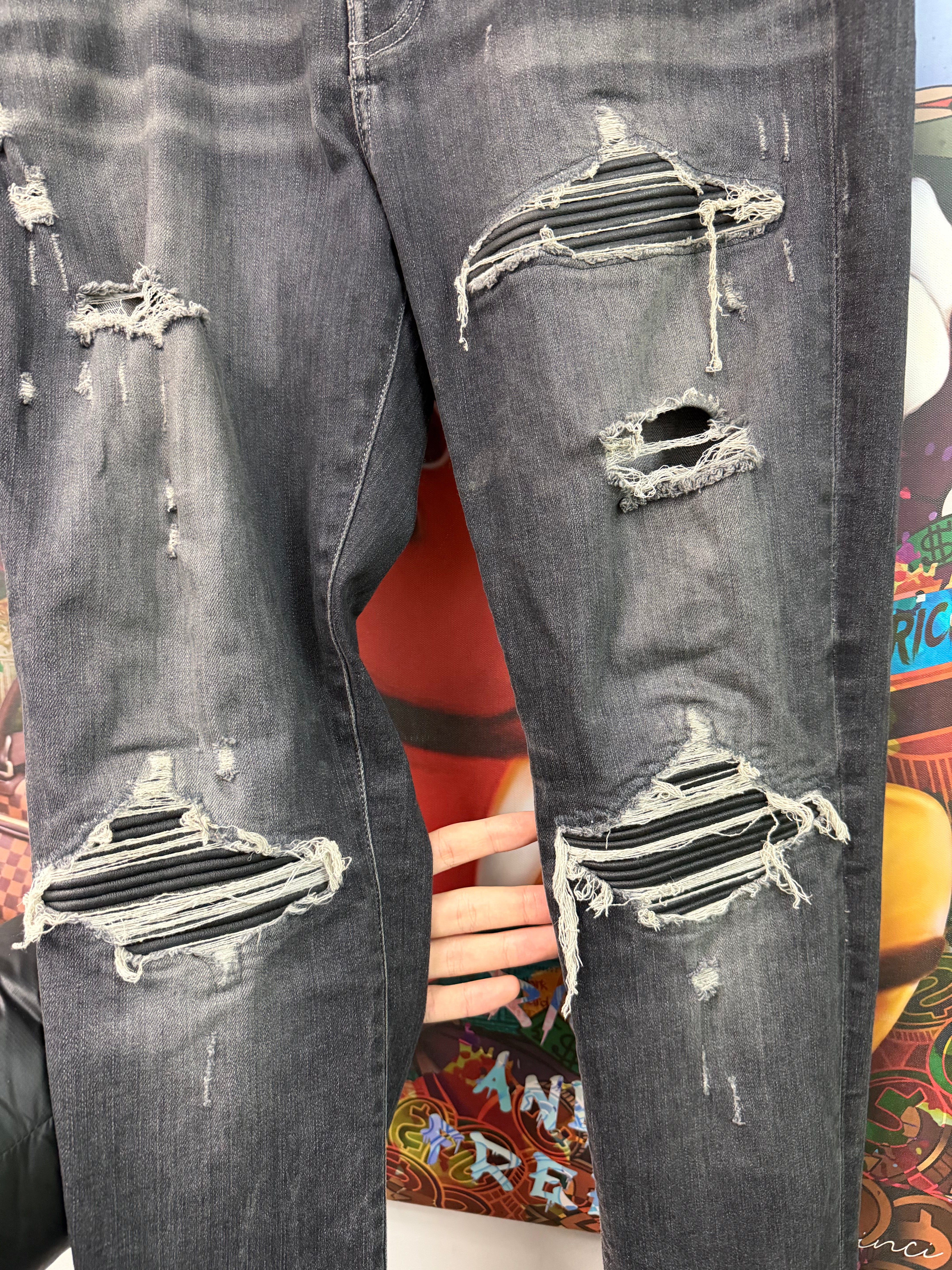 Amiri Grey Black Patch MX1 Jeans