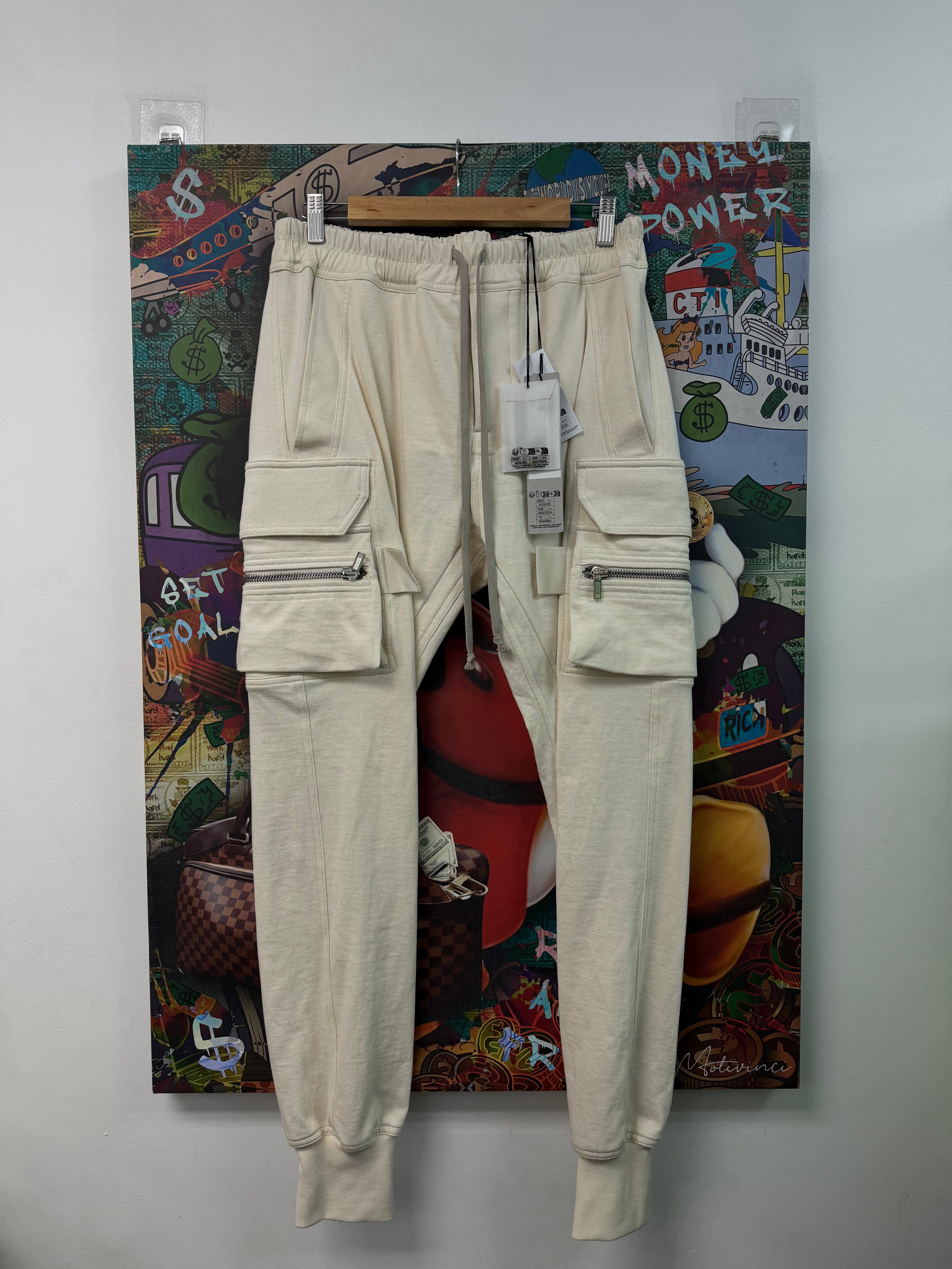 Rick Owens Mastodon Natural Cream Cargo Pants (52)