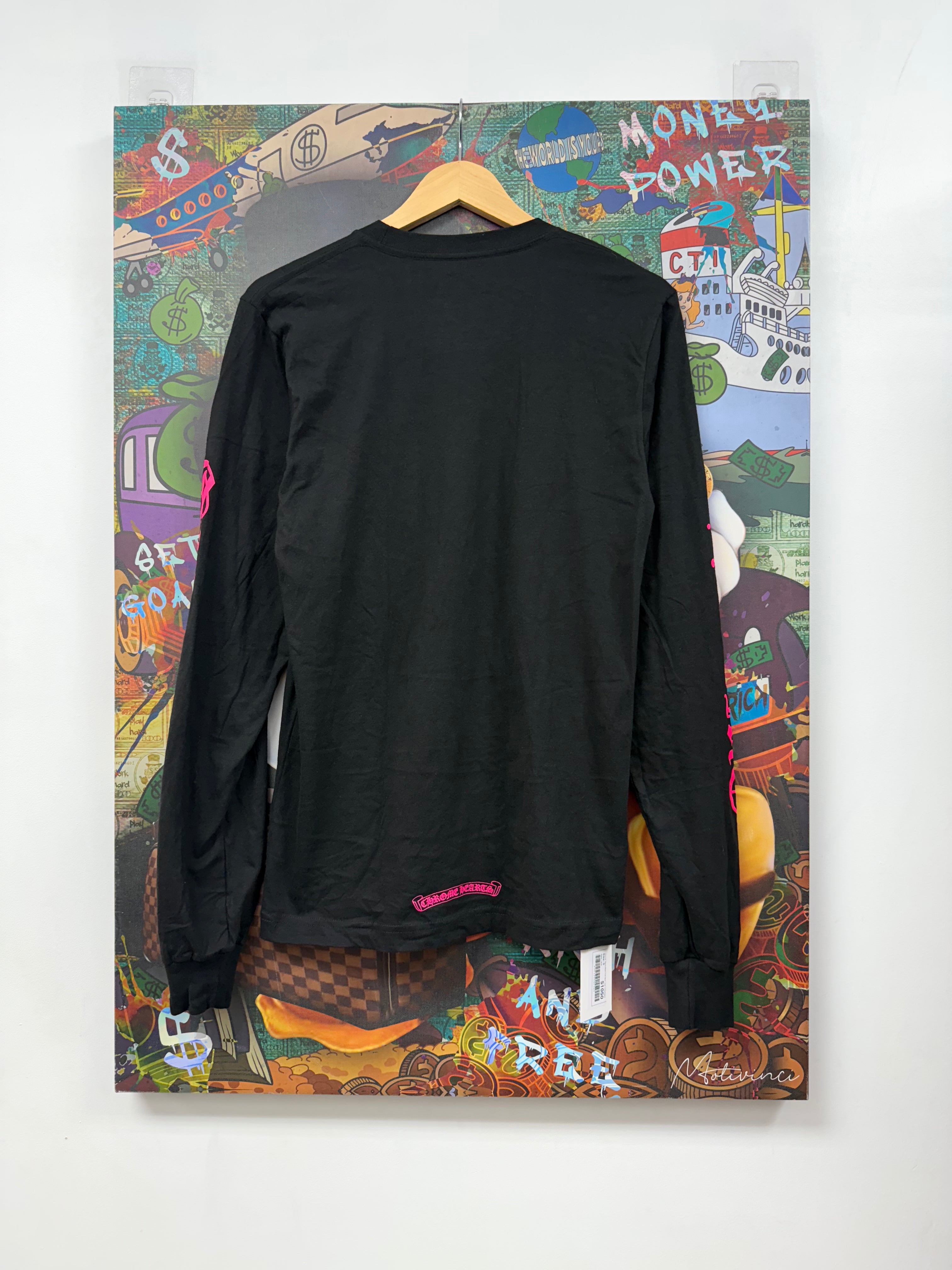Chrome Hearts Black Pink Neck Logo Long Sleeve