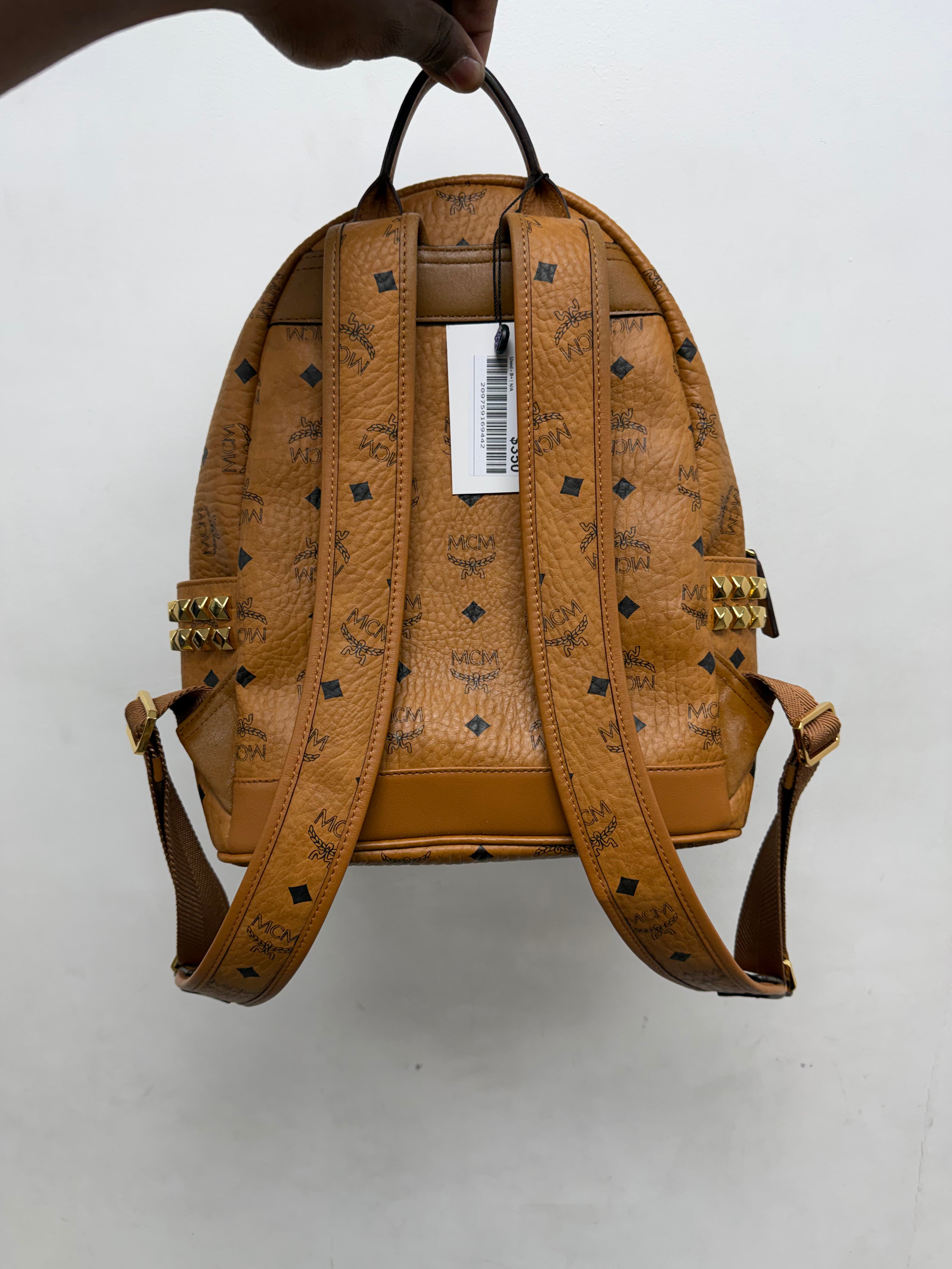 MCM Brown Studded Backpack