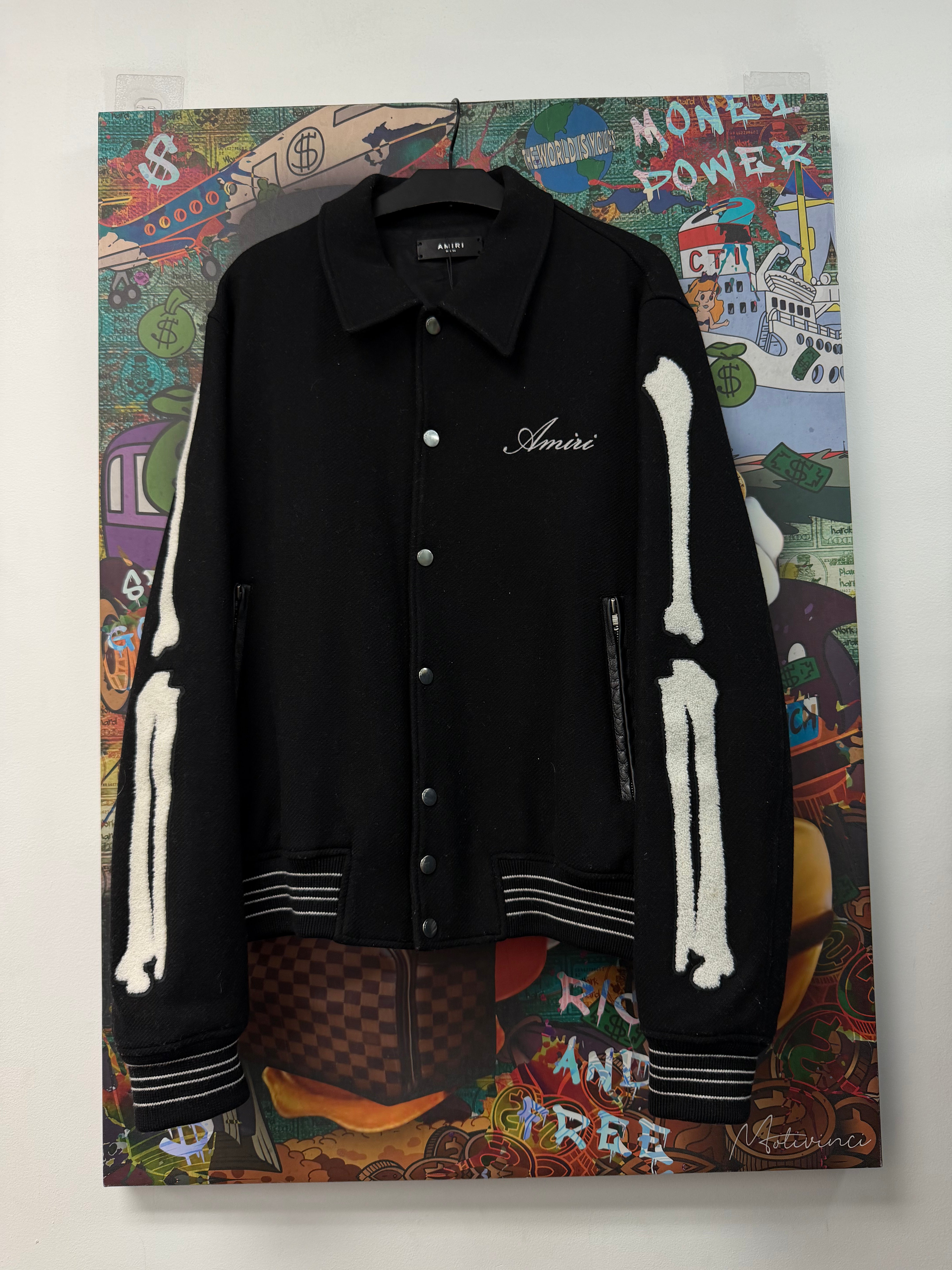 Amiri Black Bone (56) Varsity Jacket