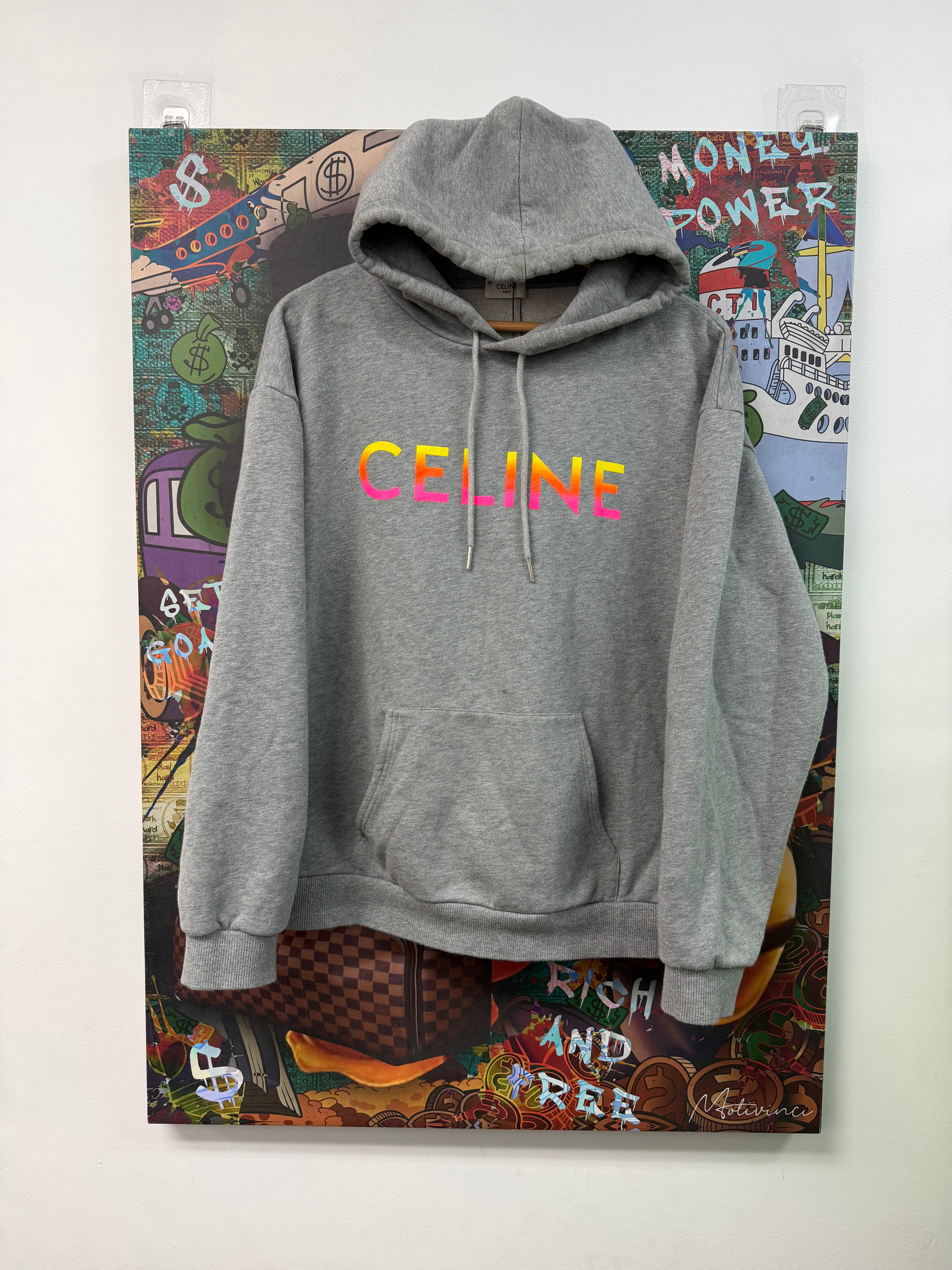 Celine Grey Gradient Yellow Pink Hoodie