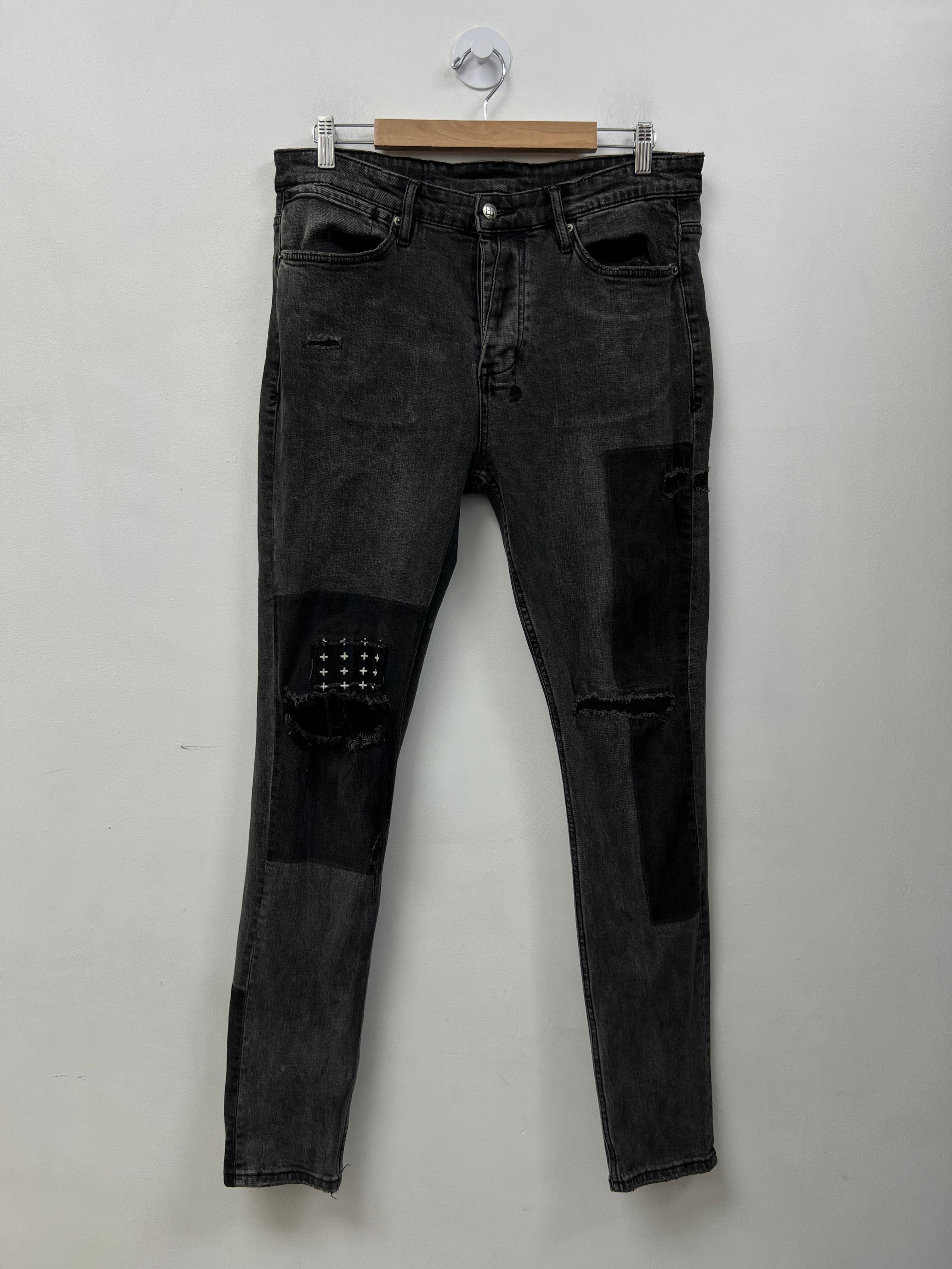 Ksubi Black Wash Knee Ripped Jeans