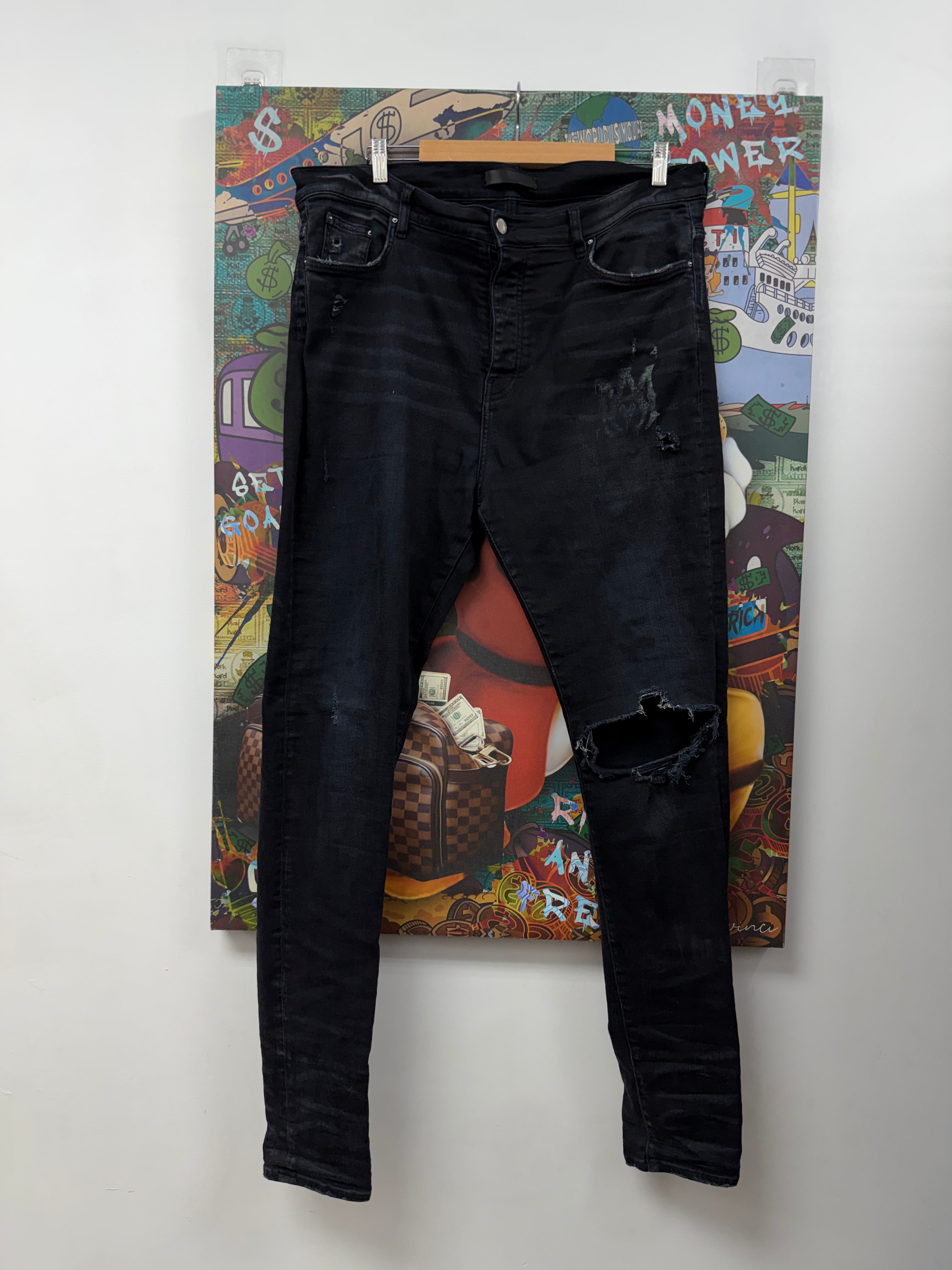 Amiri Black Wash MA Slime Logo Jeans