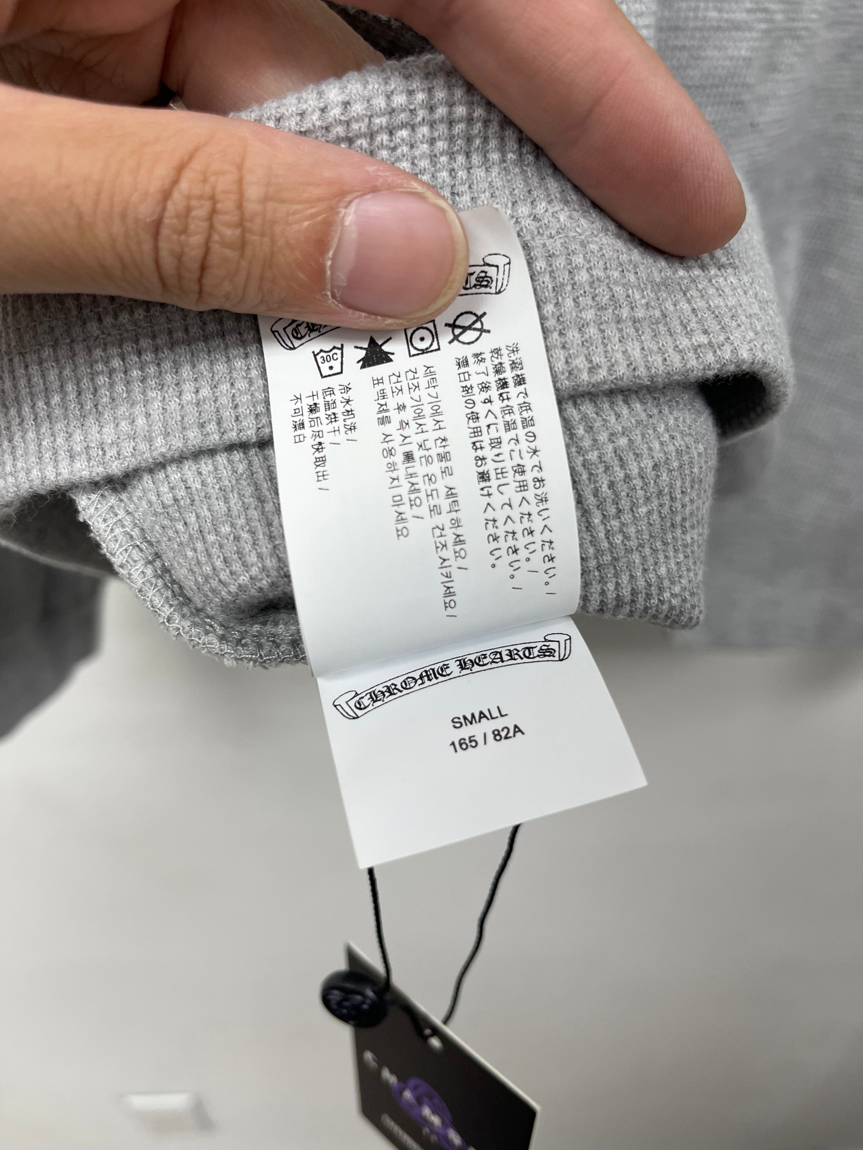 Chrome Hearts Grey Waffle Knit Embroidered CH Hoodie