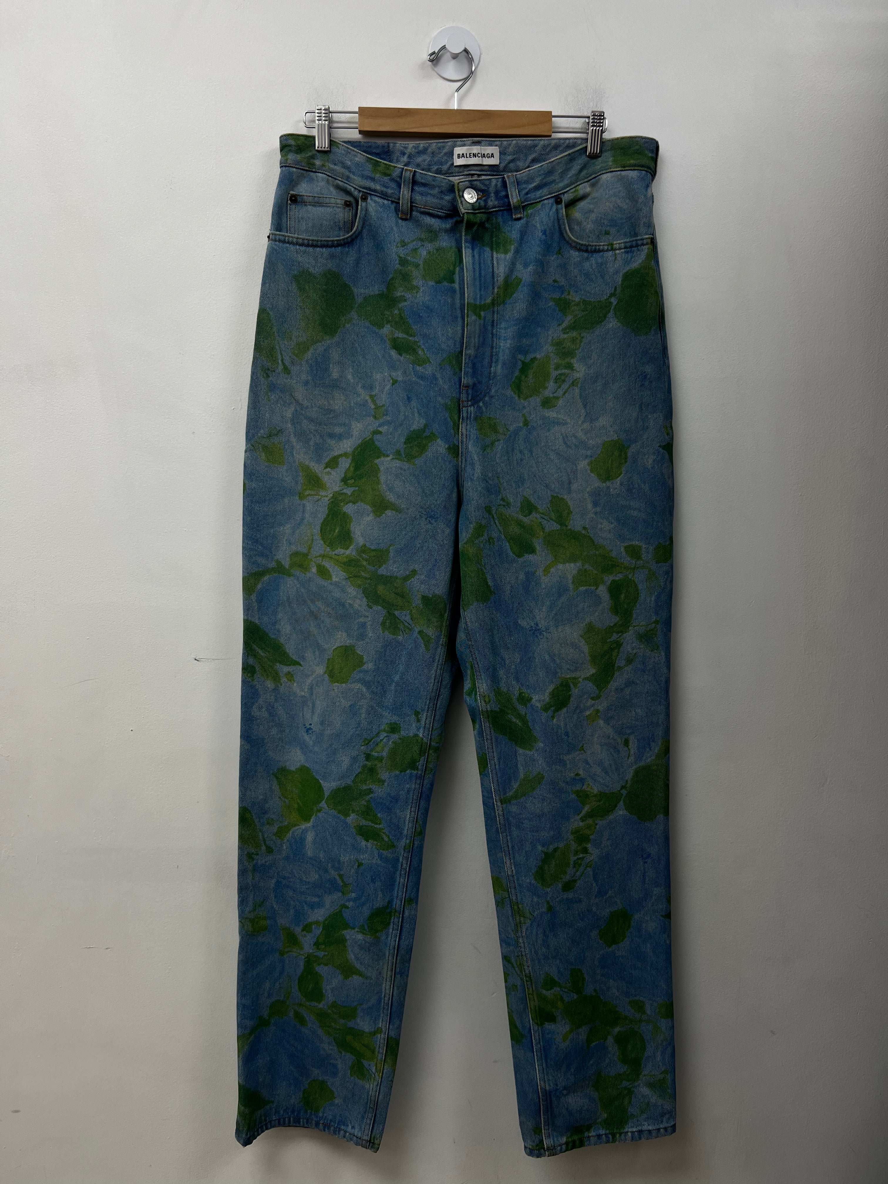Balenciaga Light Wash Floral Jeans