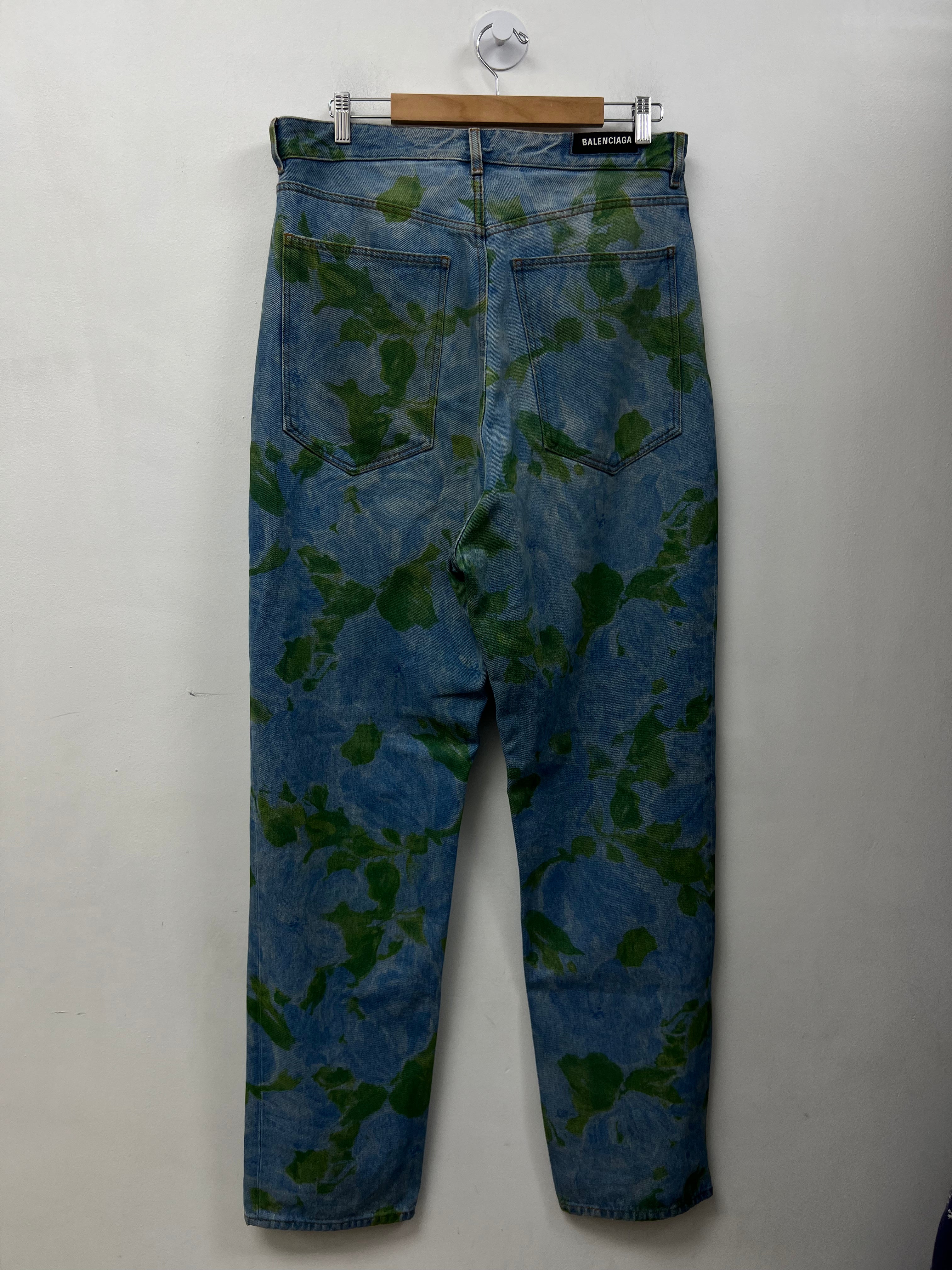 Balenciaga Light Wash Floral Jeans