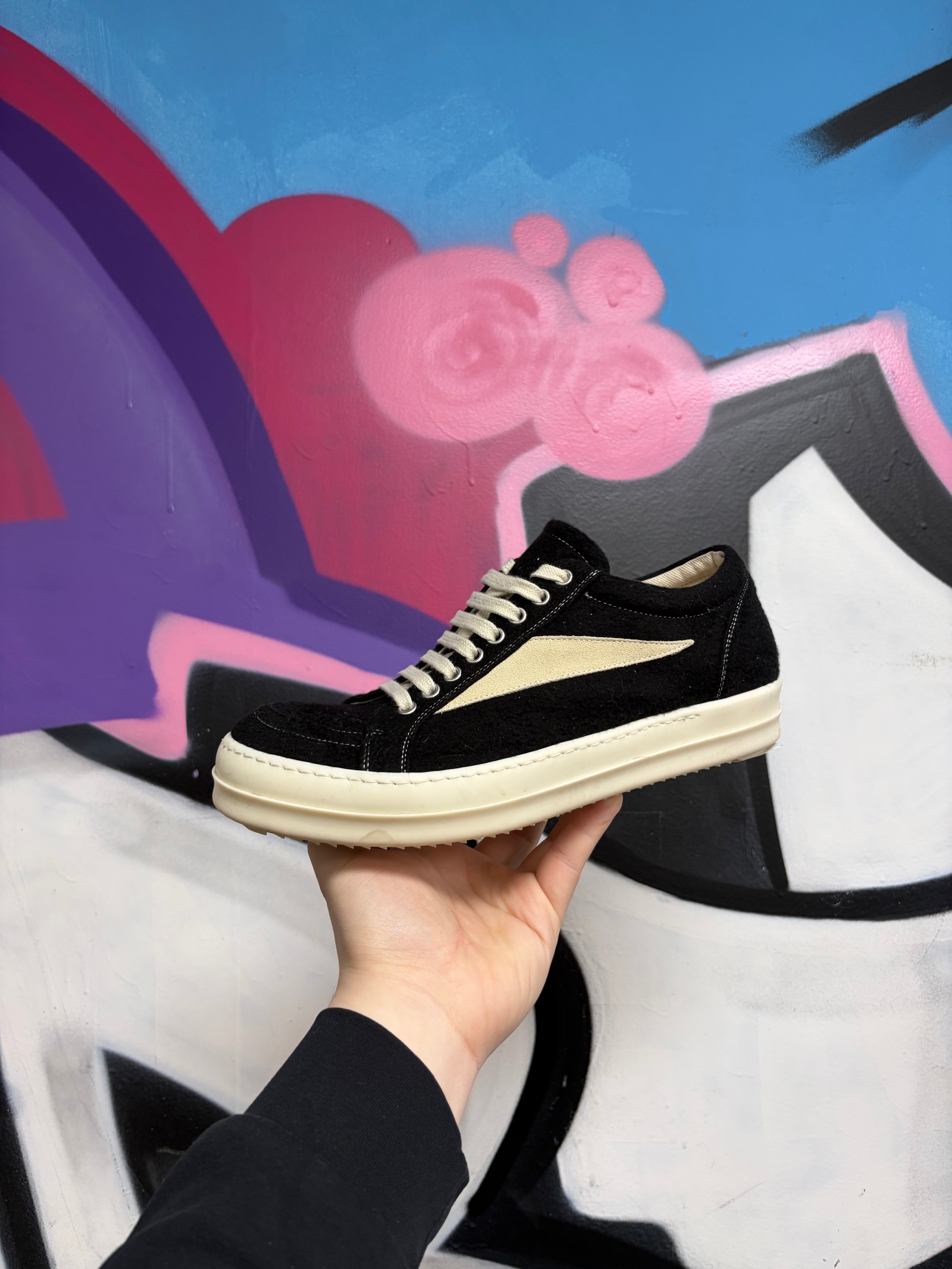 Rick Owens Black Felt Vintage Sneakers