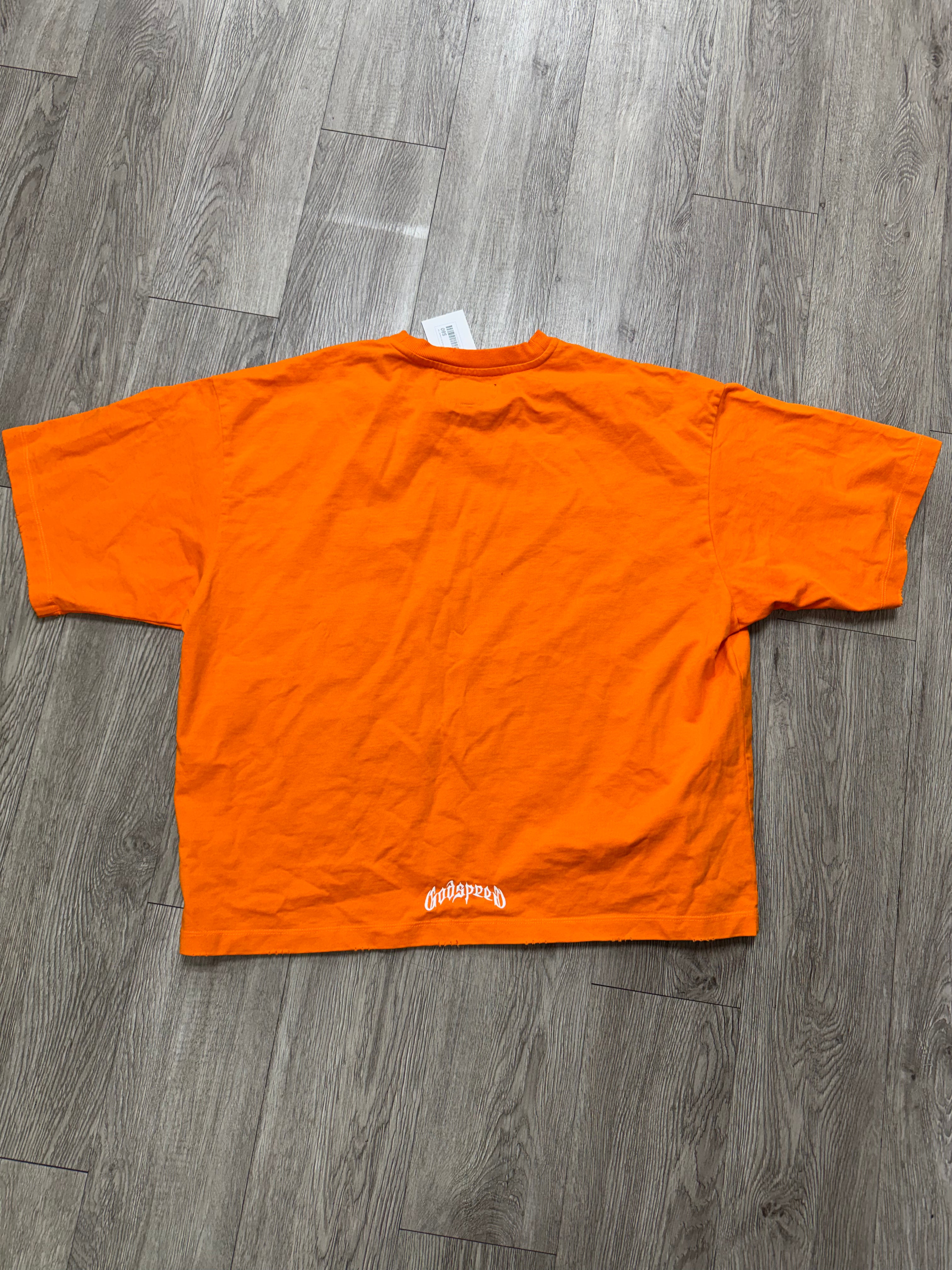 Godspeed Orange White Embroidered Tee