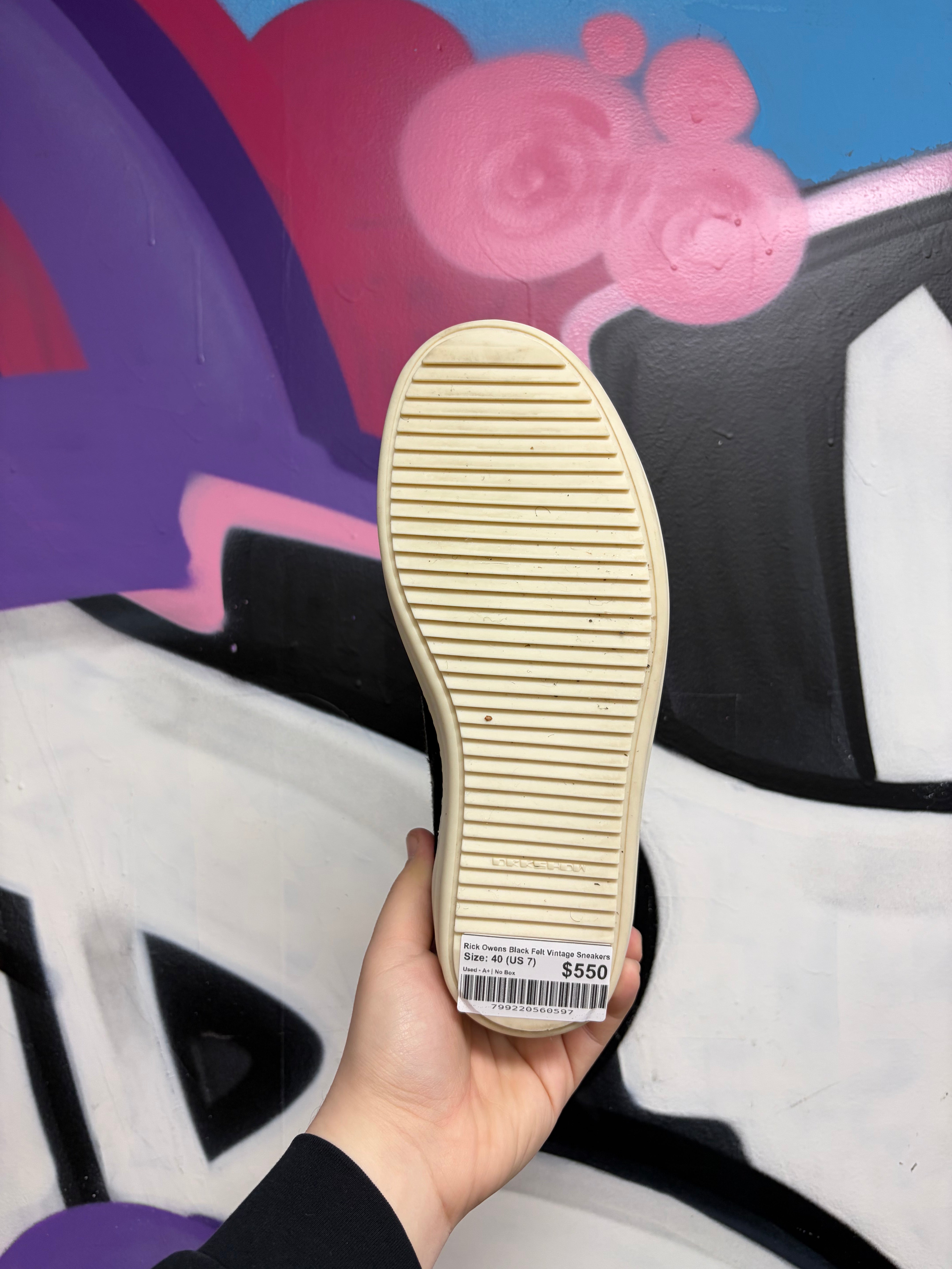 Rick Owens Black Felt Vintage Sneakers