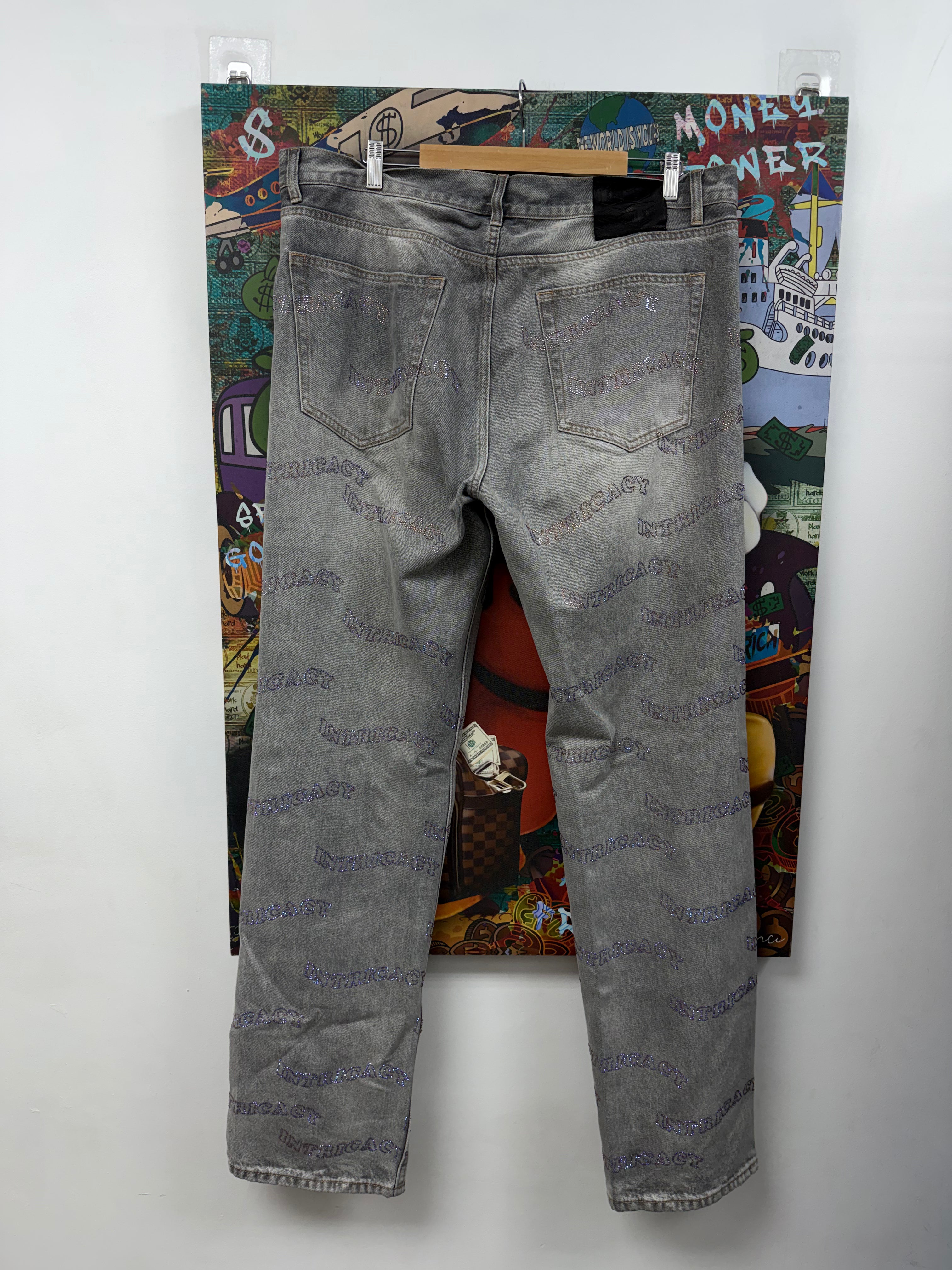 Lost Intricacy Grey Rhinestone Jeans