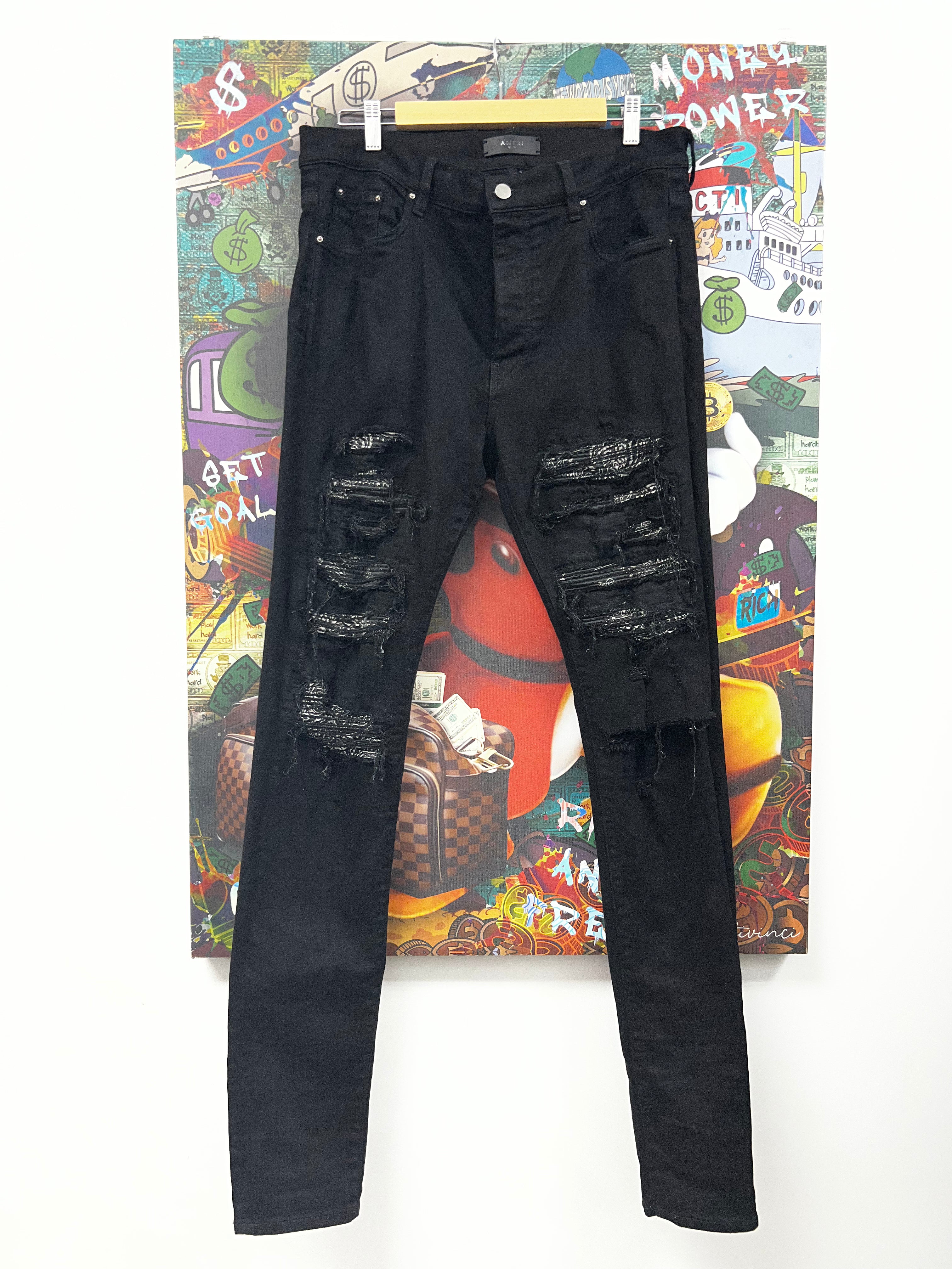 Amiri Black Bandana Thrasher Jeans