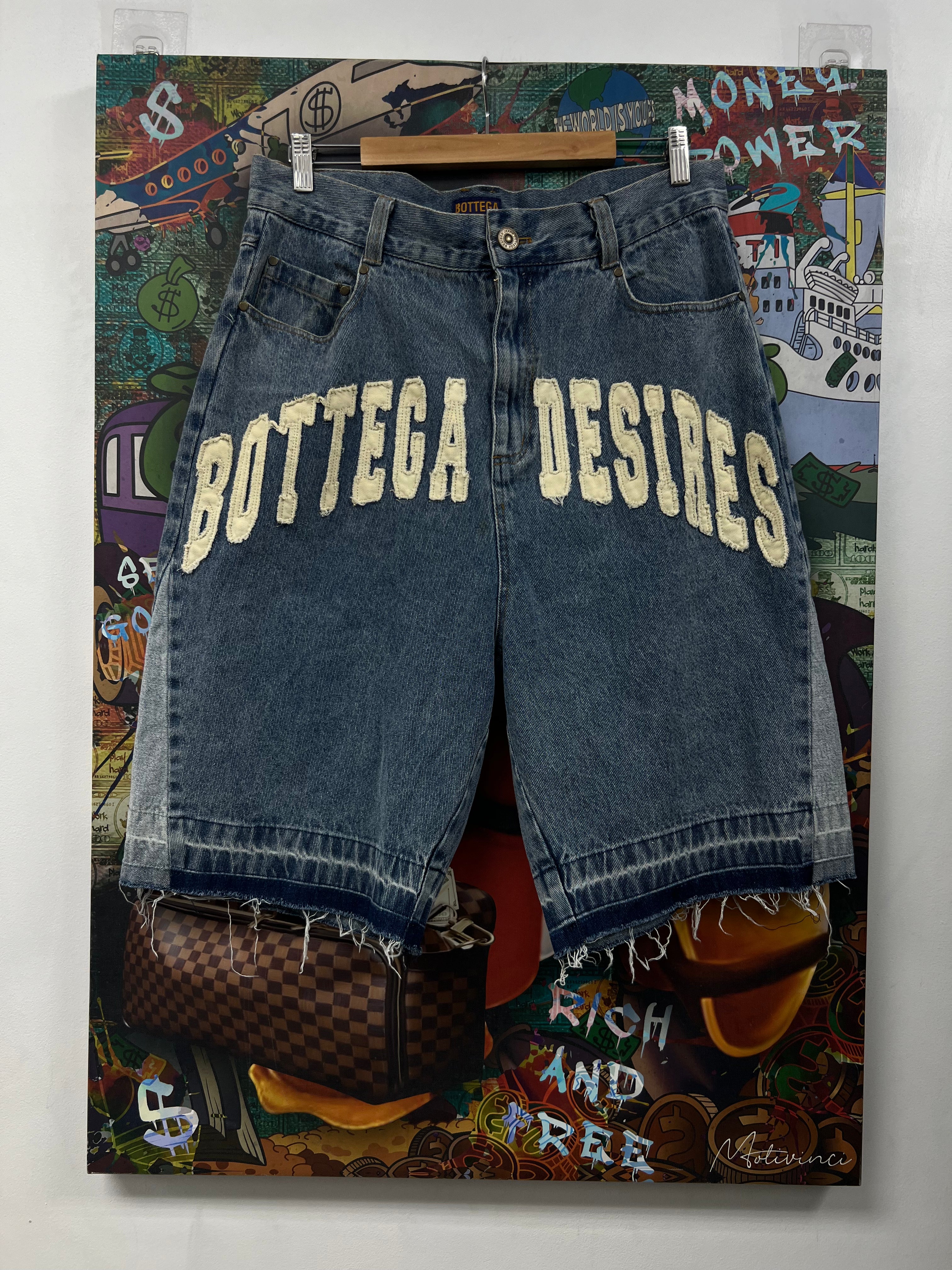 Bottega Desires Light Wash Denim Shorts