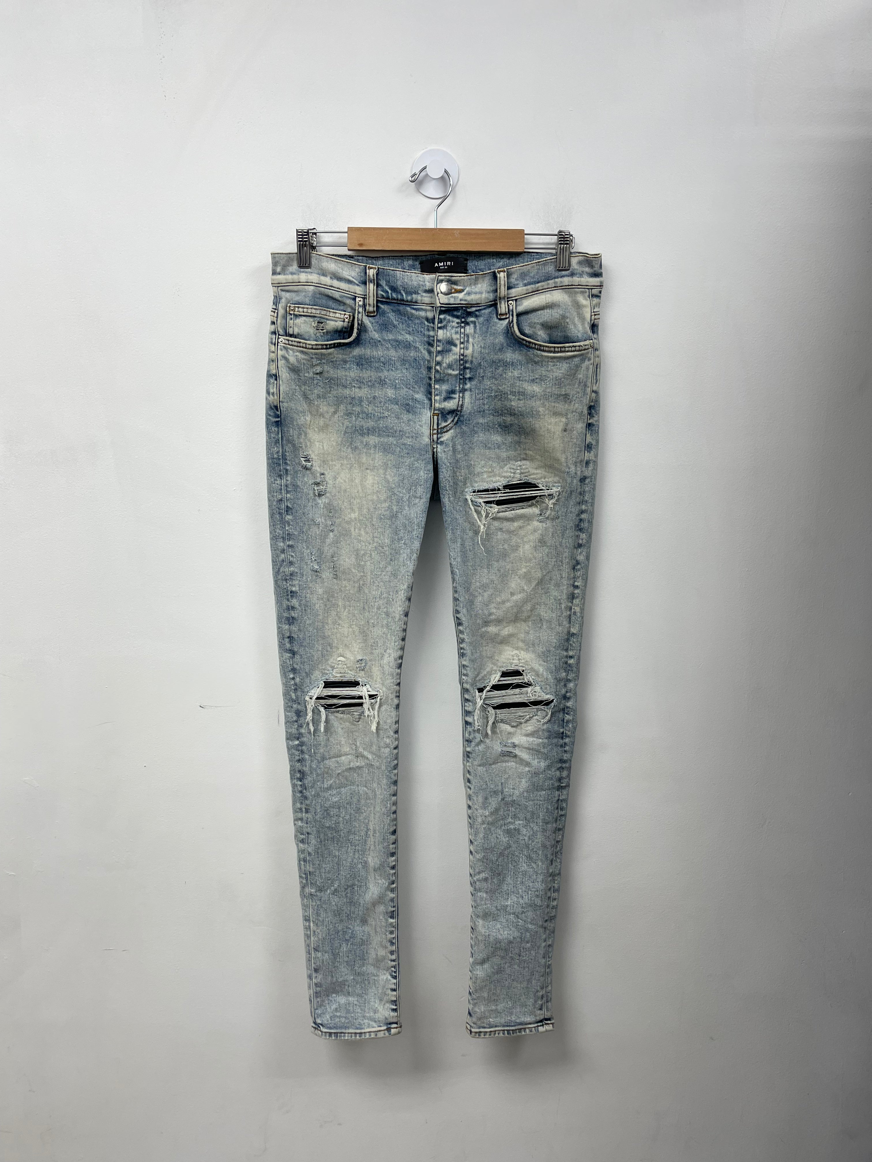 Amiri MX1 Stone Wash Black Patch Jeans