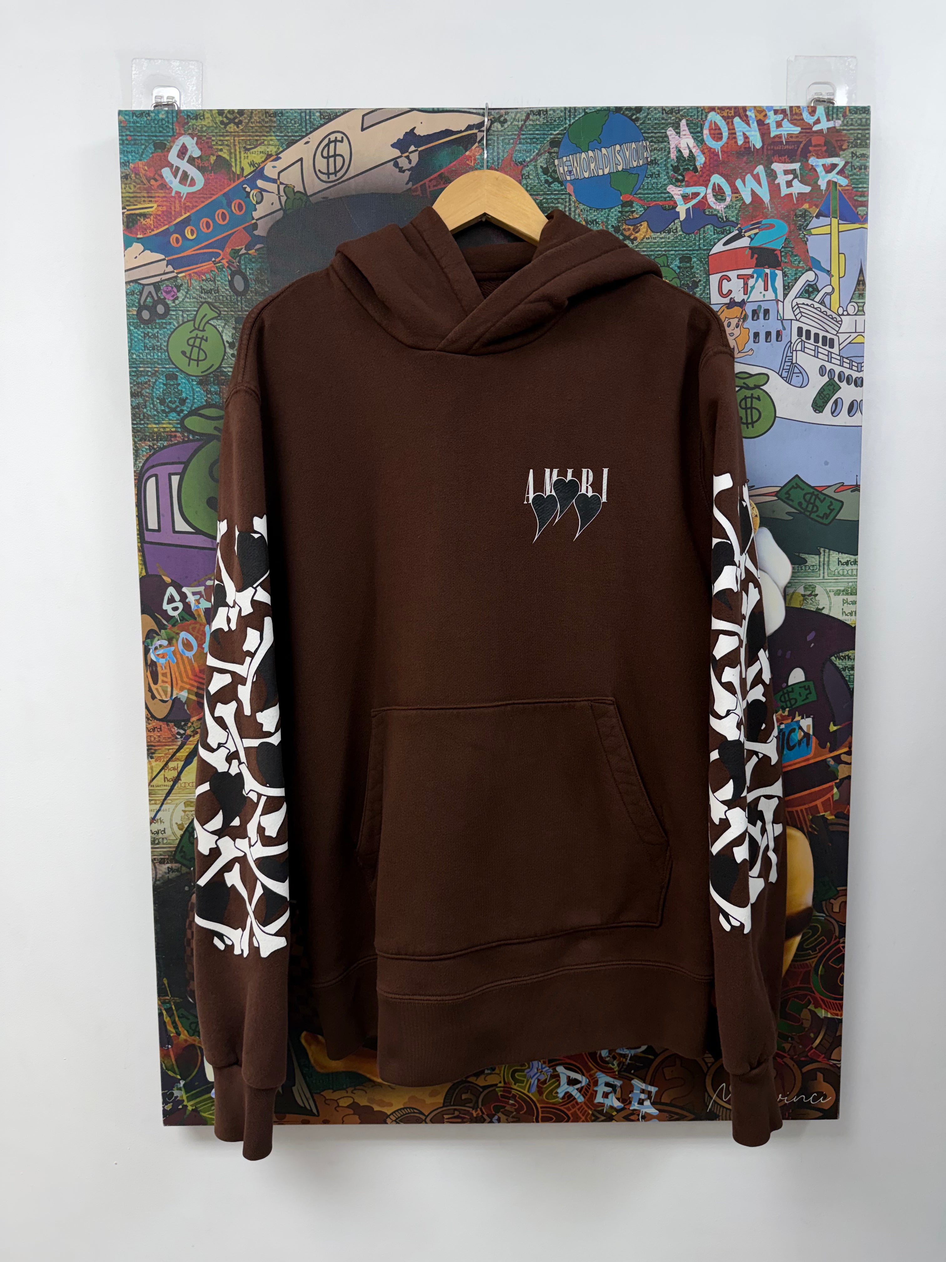 Amiri Brown Bone Hearts Hoodie