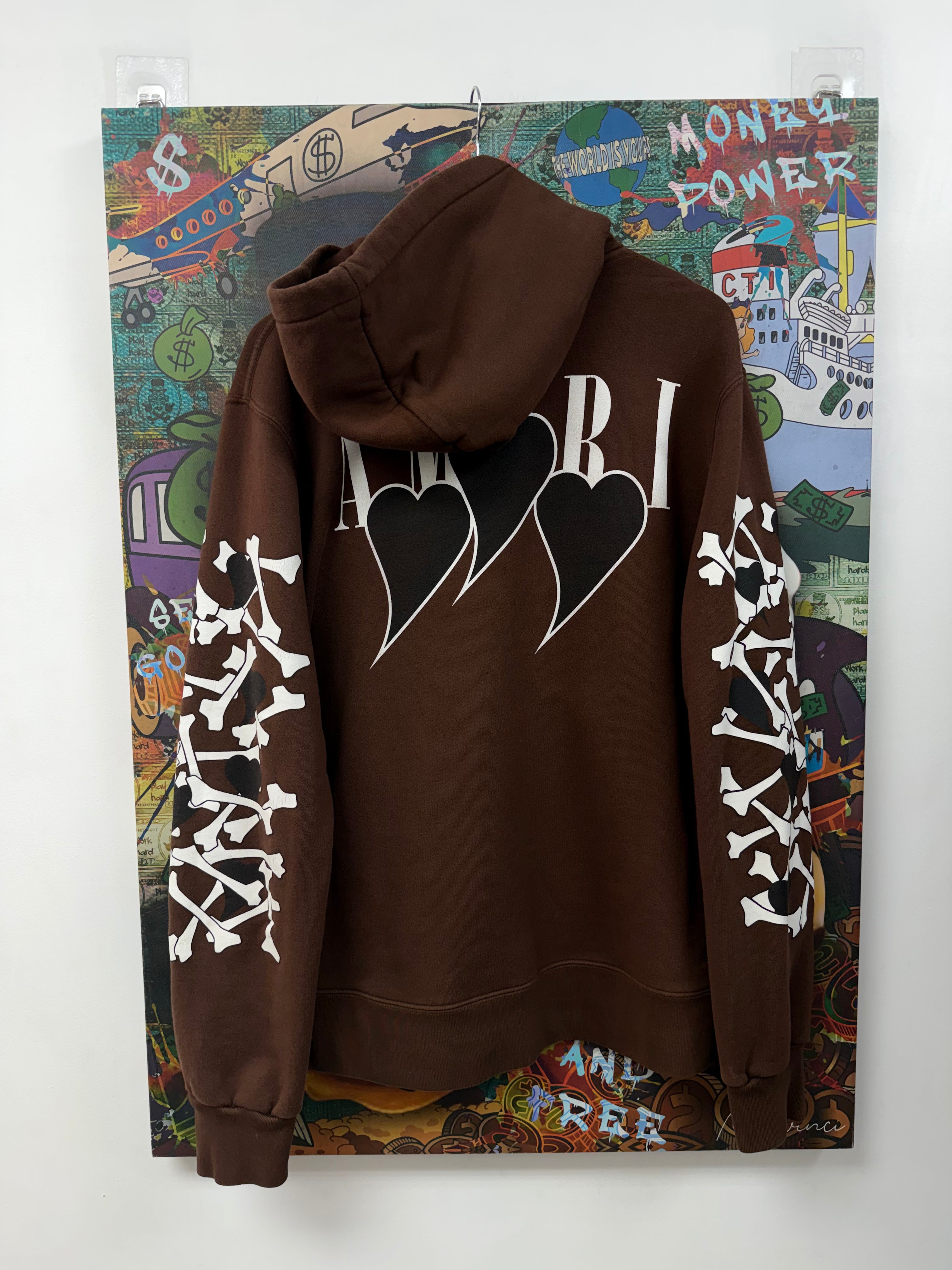 Amiri Brown Bone Hearts Hoodie