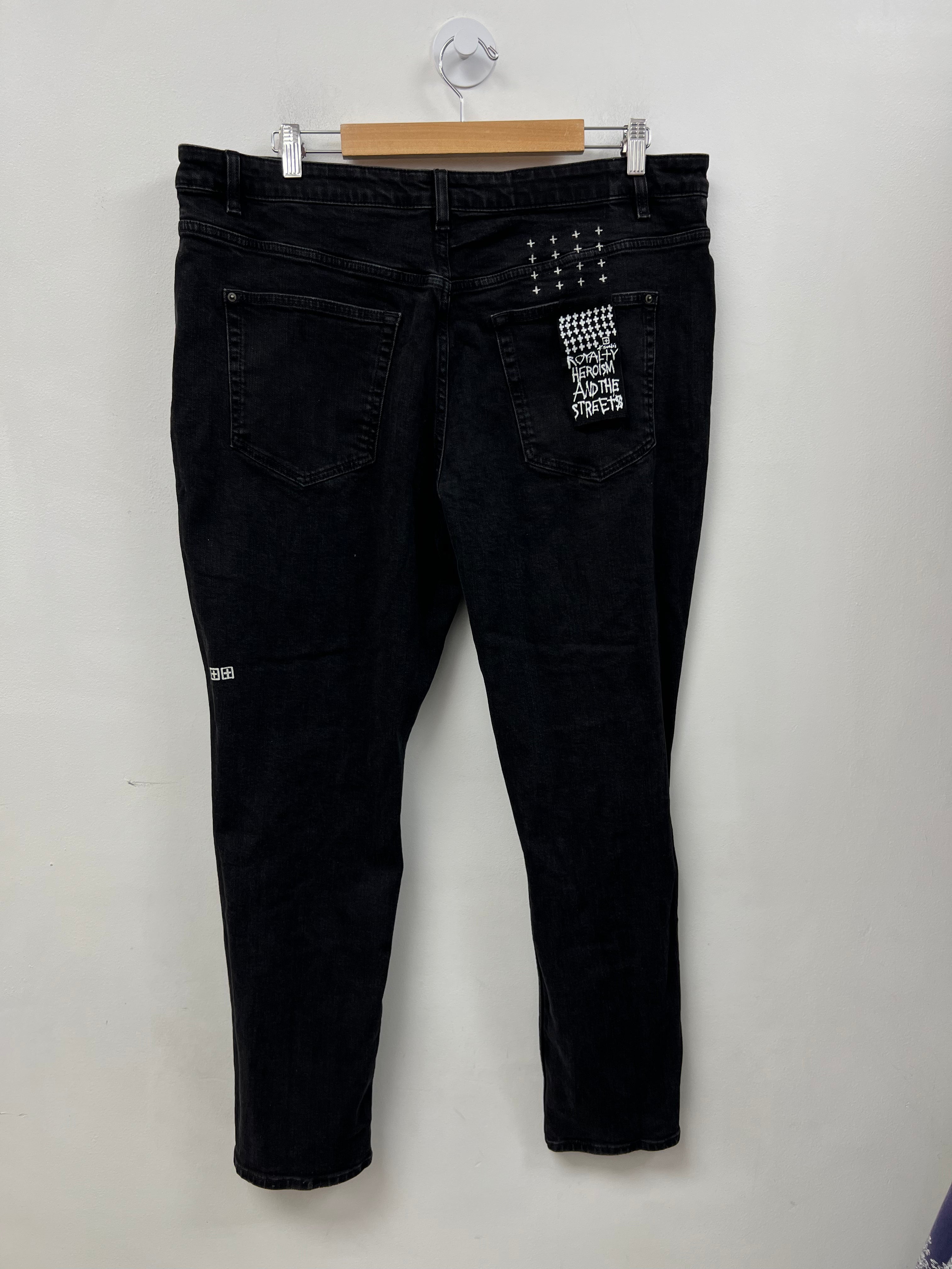Ksubi Black Wash Knee Patchwork Jeans