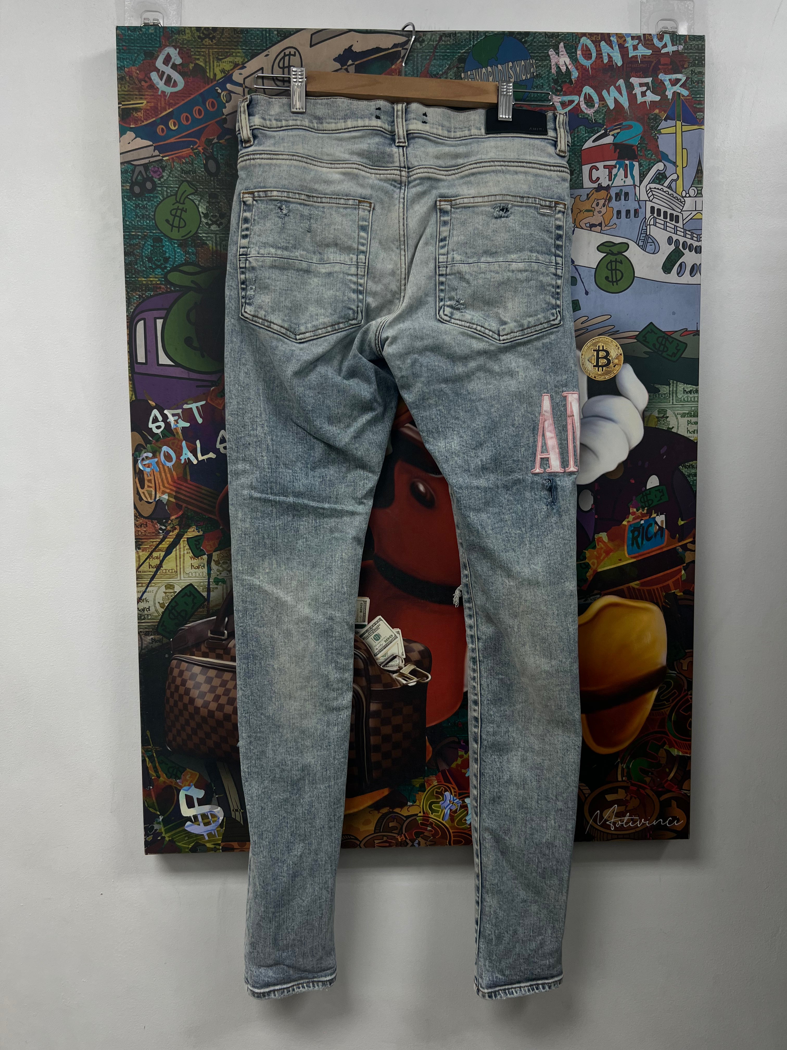 Amiri Stone Wash Pink Core Logo Jeans