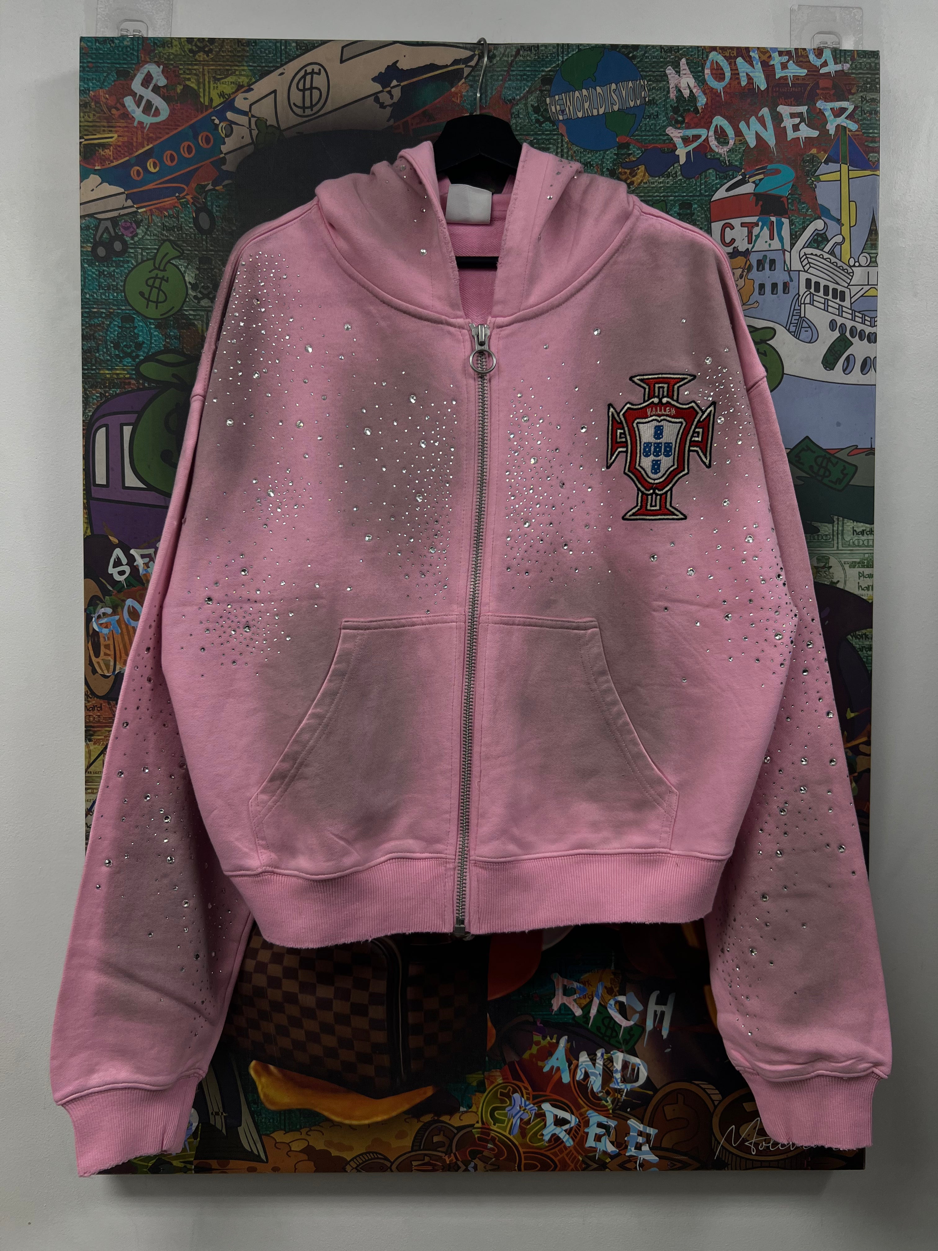 Vale Pink Venus Clustered Zip Up Hoodie