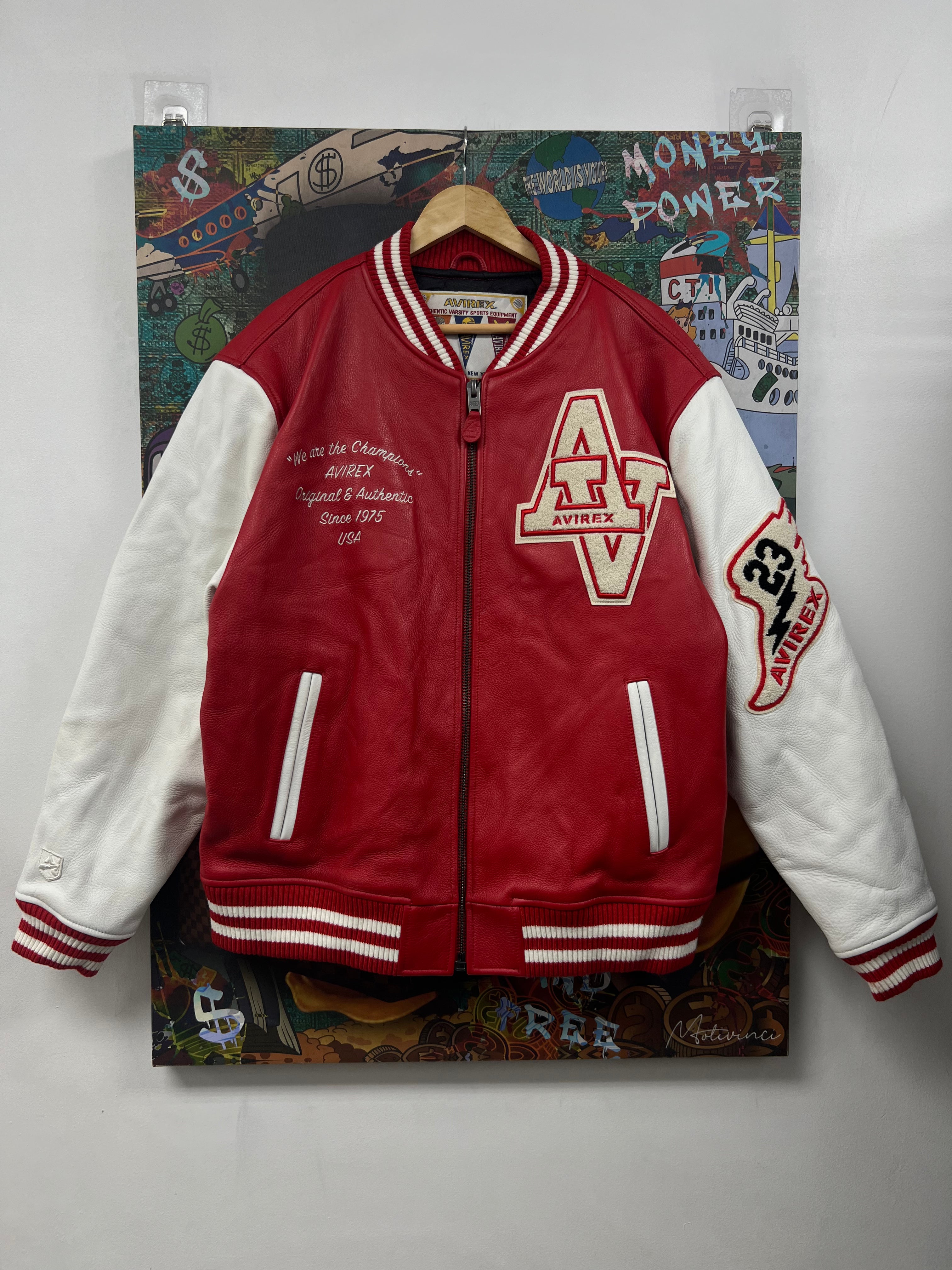 Avirex Red White We Are The Champions Varsity Jacket