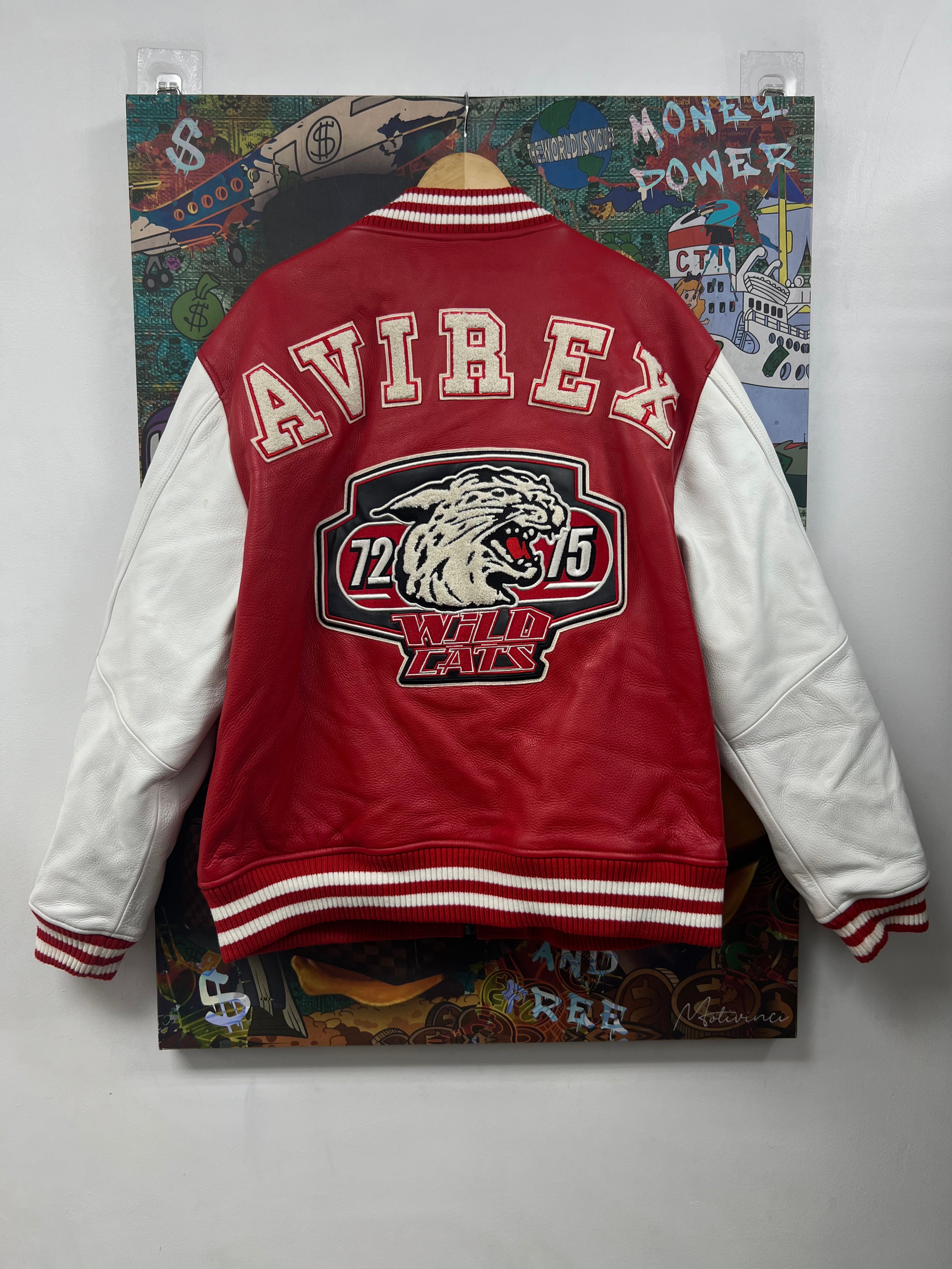 Avirex Red White We Are The Champions Varsity Jacket