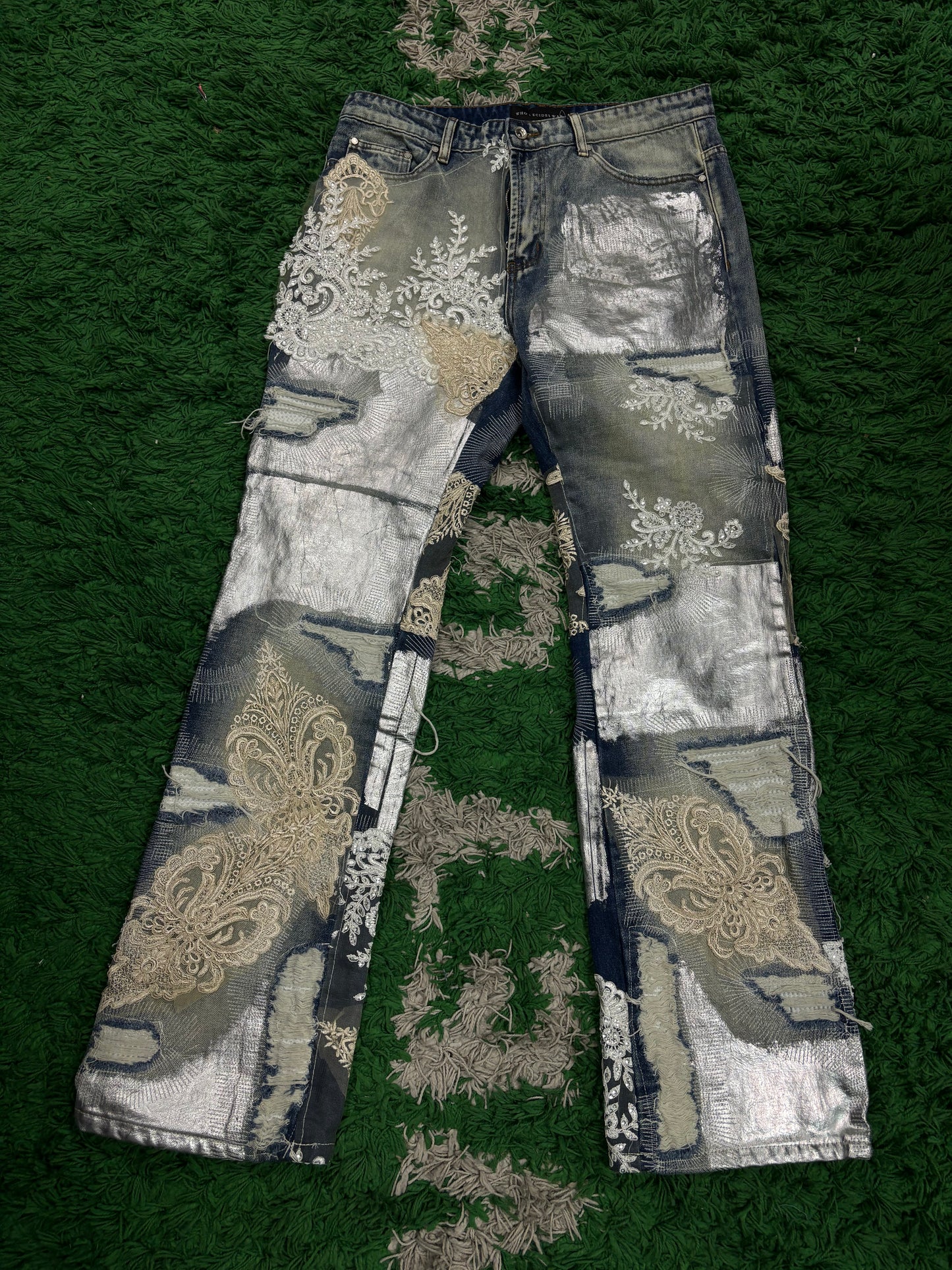 WDW Foil Floral Jeans Used 36
