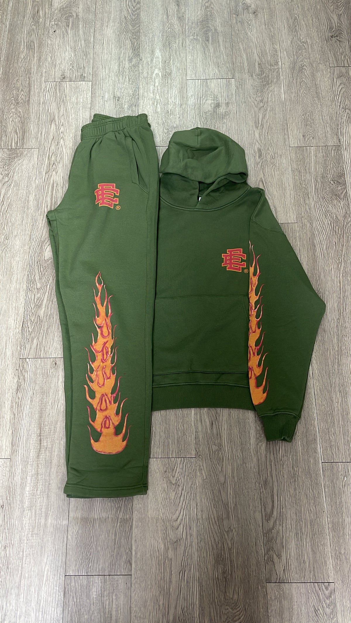 Eric Emanuel Green Flames Sweatsuit