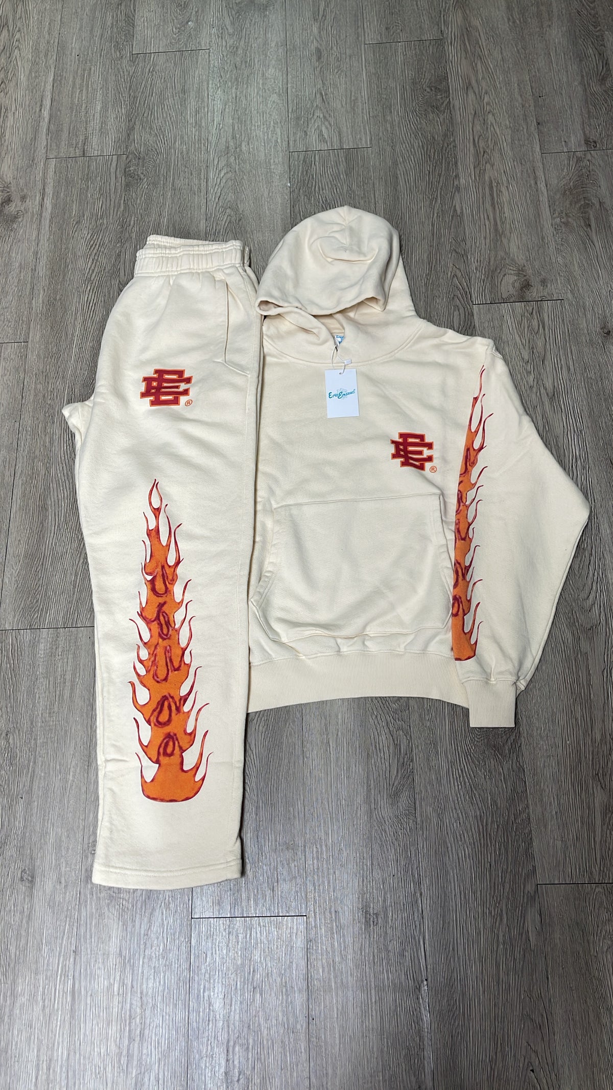 Eric Emanuel Cream Flames Sweatsuit